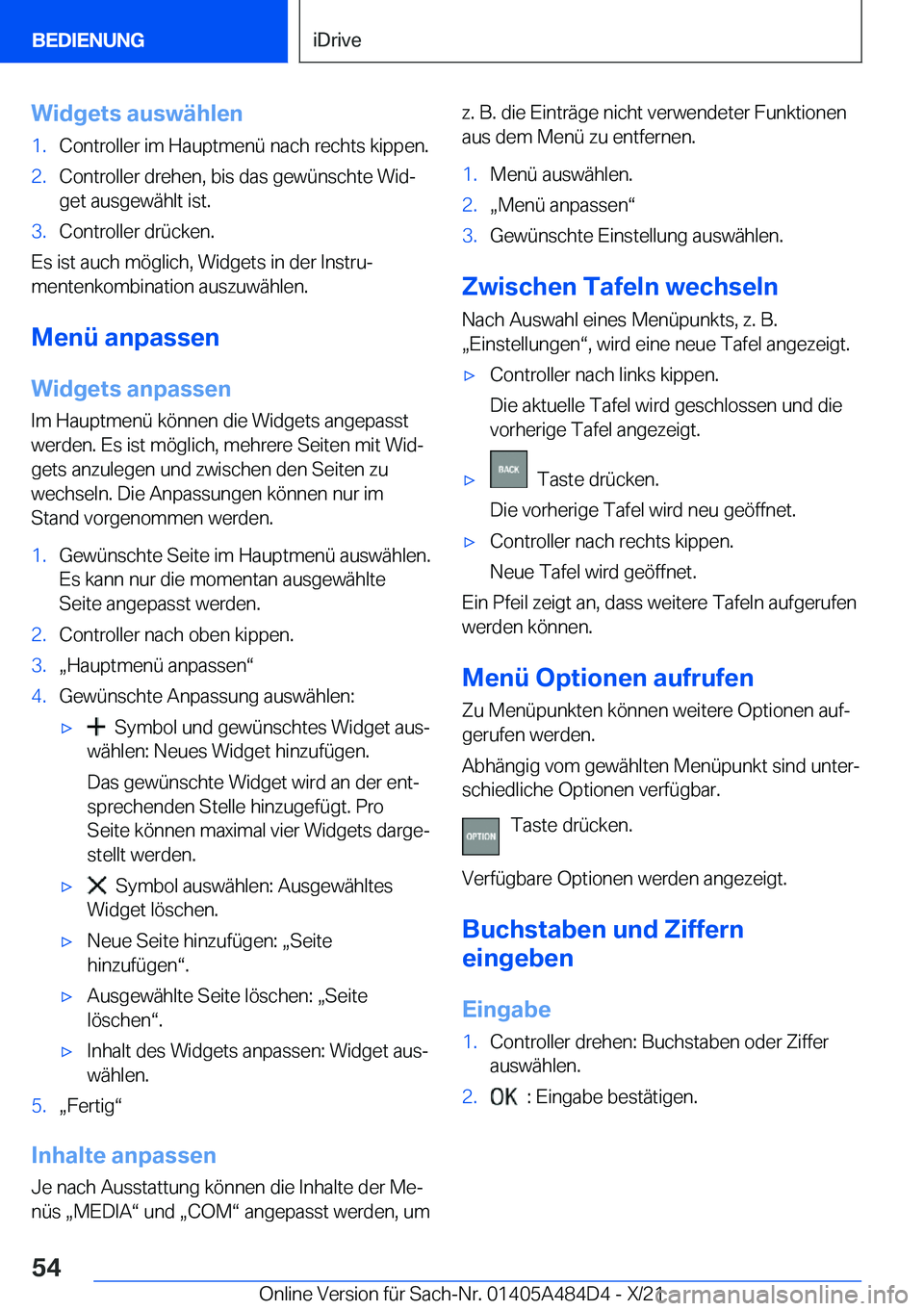 BMW 7 SERIES 2022  Betriebsanleitungen (in German) �W�i�d�g�e�t�s��a�u�s�w�