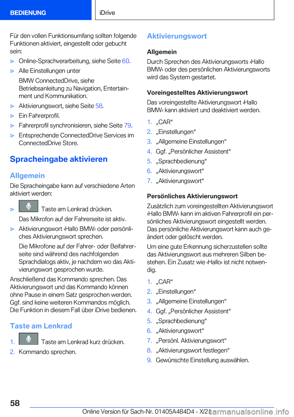 BMW 7 SERIES 2022  Betriebsanleitungen (in German) �F�