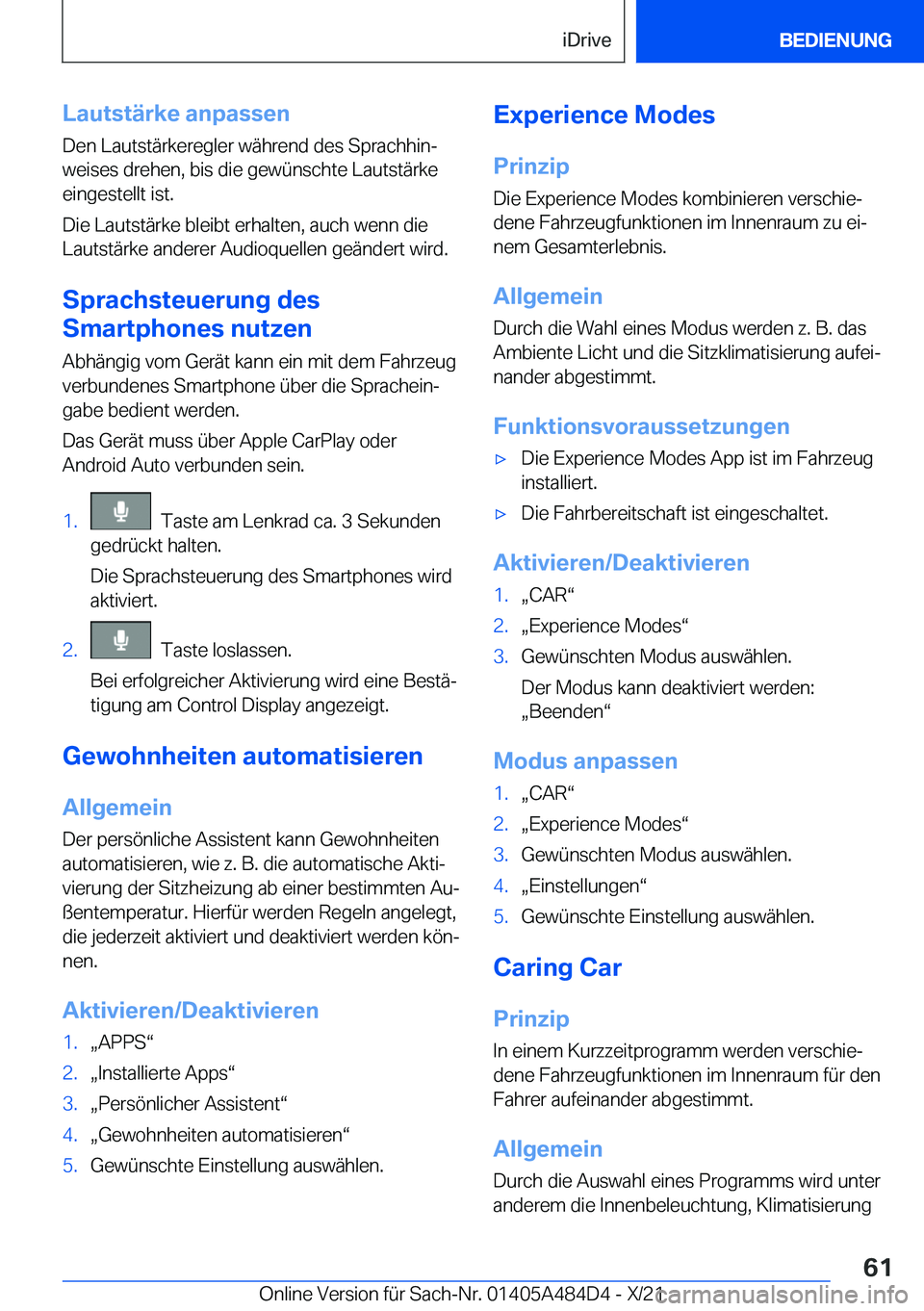 BMW 7 SERIES 2022  Betriebsanleitungen (in German) �L�a�u�t�s�t�