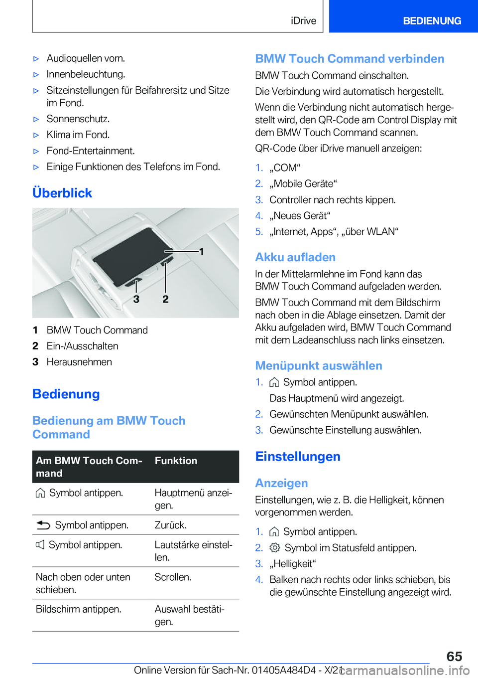 BMW 7 SERIES 2022  Betriebsanleitungen (in German) 'x�A�u�d�i�o�q�u�e�l�l�e�n��v�o�r�n�.'x�I�n�n�e�n�b�e�l�e�u�c�h�t�u�n�g�.'x�S�i�t�z�e�i�n�s�t�e�l�l�u�n�g�e�n��f�