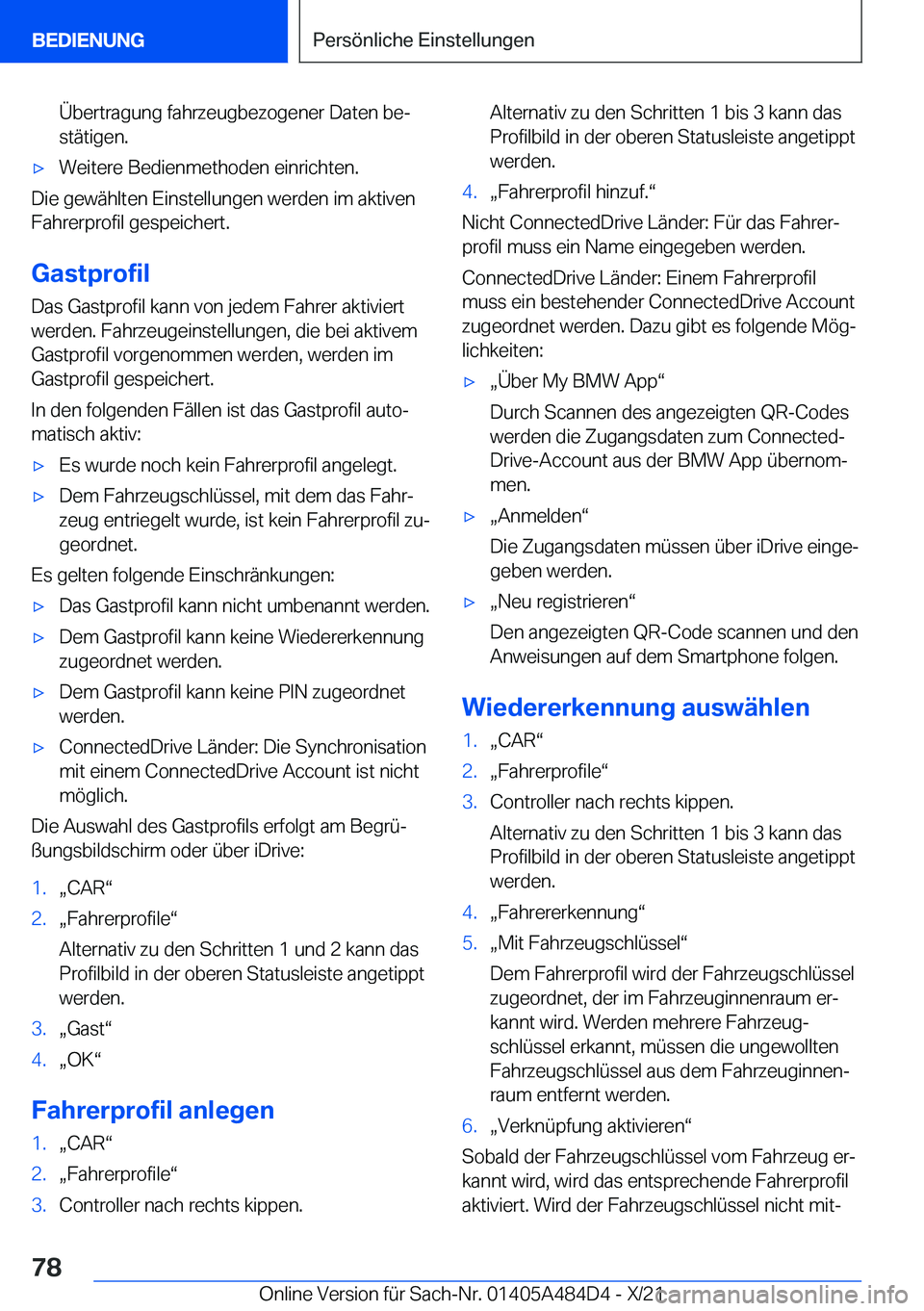 BMW 7 SERIES 2022  Betriebsanleitungen (in German) �
