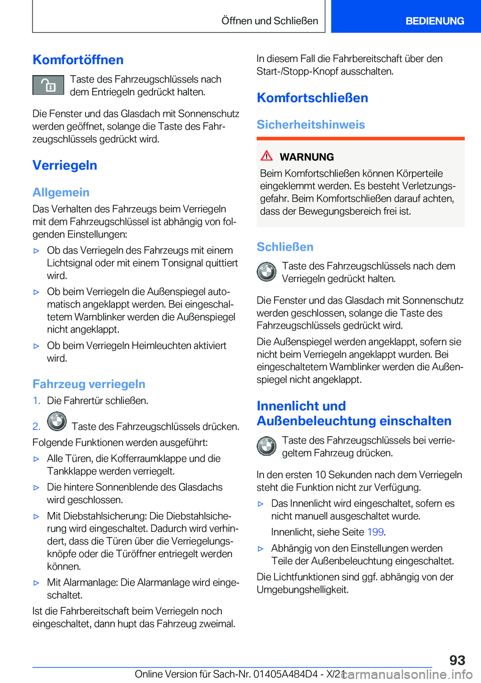 BMW 7 SERIES 2022  Betriebsanleitungen (in German) �K�o�m�f�o�r�t�