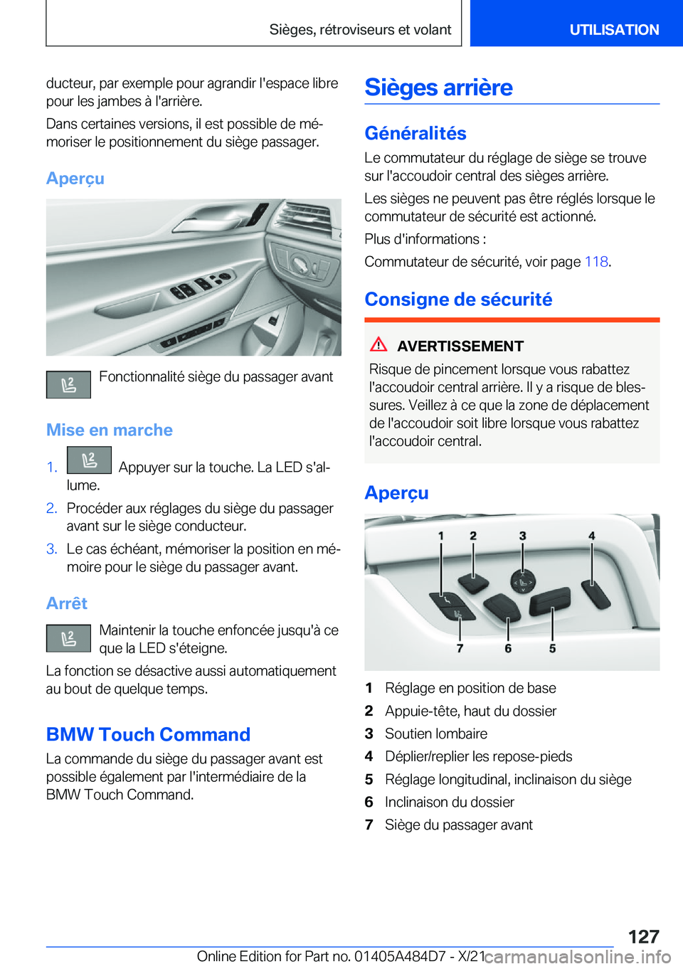 BMW 7 SERIES 2022  Notices Demploi (in French) �d�u�c�t�e�u�r�,��p�a�r��e�x�e�m�p�l�e��p�o�u�r��a�g�r�a�n�d�i�r��l�'�e�s�p�a�c�e��l�i�b�r�e
�p�o�u�r��l�e�s��j�a�m�b�e�s��