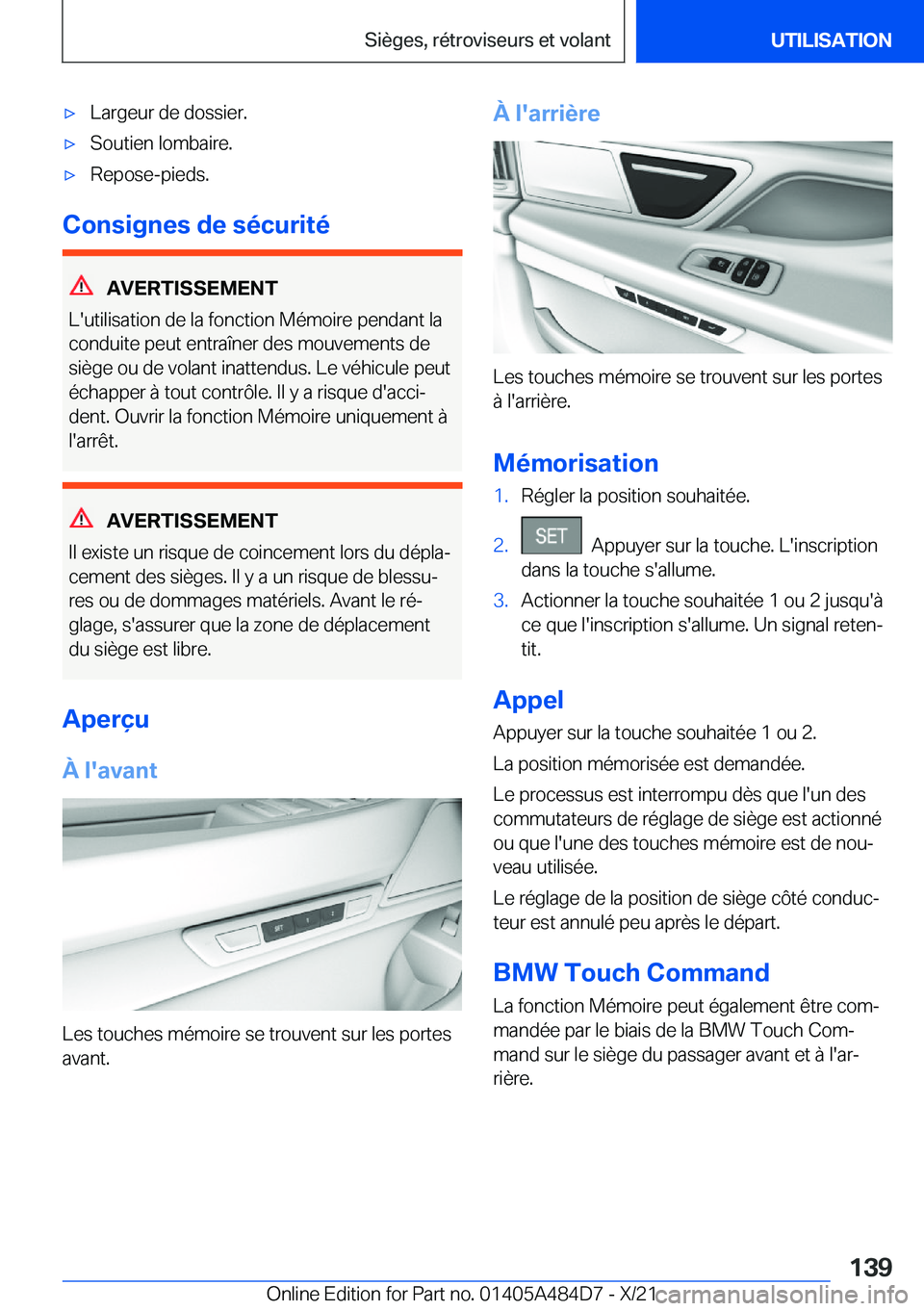 BMW 7 SERIES 2022  Notices Demploi (in French) 'x�L�a�r�g�e�u�r��d�e��d�o�s�s�i�e�r�.'x�S�o�u�t�i�e�n��l�o�m�b�a�i�r�e�.'x�R�e�p�o�s�e�-�p�i�e�d�s�.
�C�o�n�s�i�g�n�e�s��d�e��s�é�c�u�r�i�t�é
�A�V�E�R�T�I�S�S�E�M�E�N�T
�L�'�u�