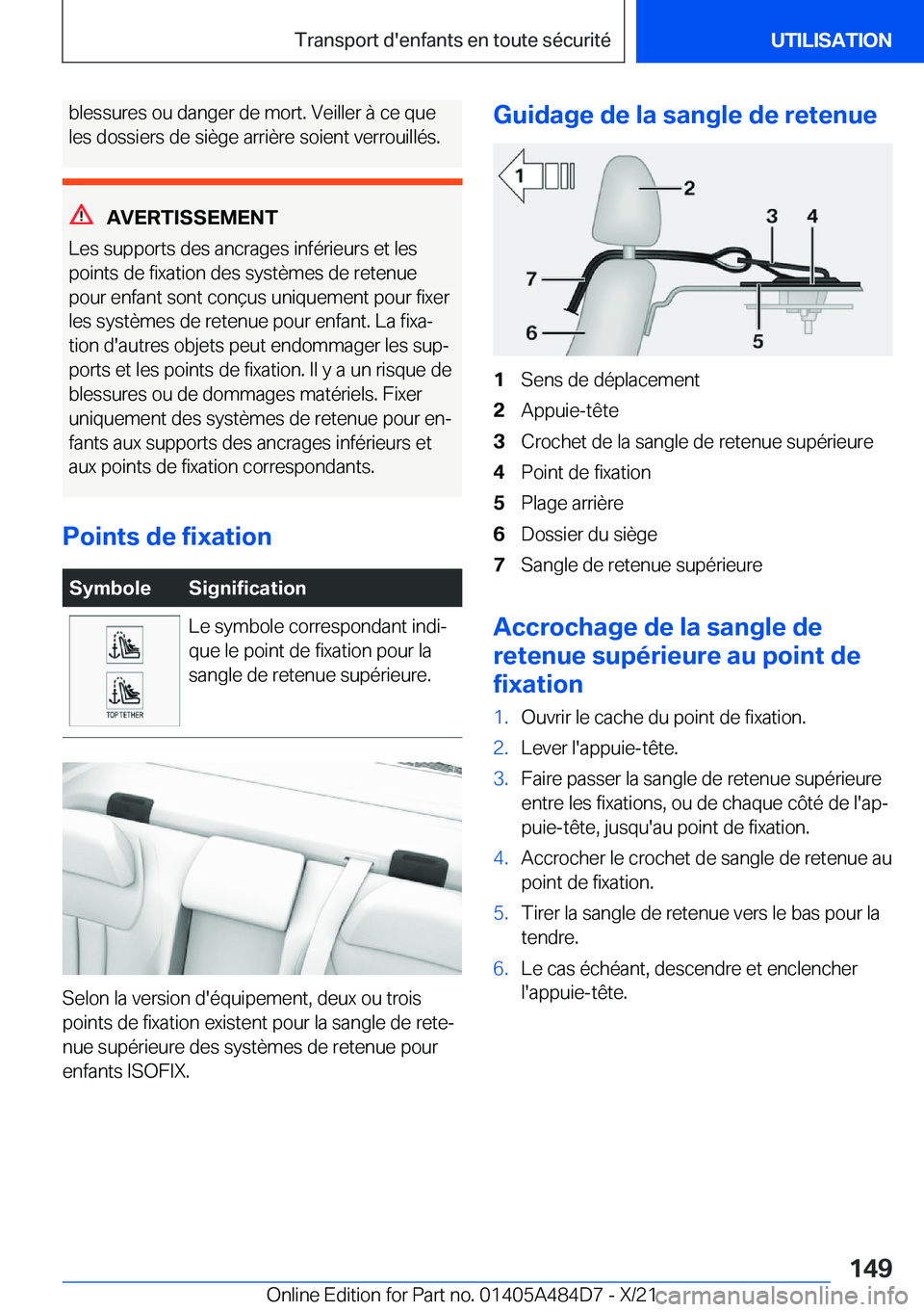 BMW 7 SERIES 2022  Notices Demploi (in French) �b�l�e�s�s�u�r�e�s��o�u��d�a�n�g�e�r��d�e��m�o�r�t�.��V�e�i�l�l�e�r��