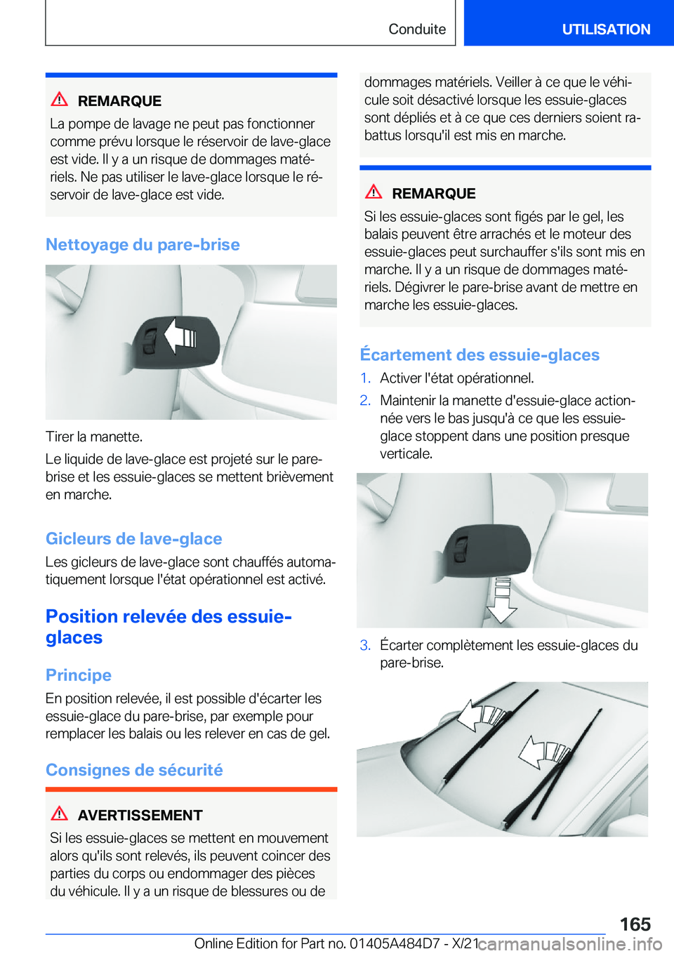 BMW 7 SERIES 2022  Notices Demploi (in French) �R�E�M�A�R�Q�U�E
�L�a��p�o�m�p�e��d�e��l�a�v�a�g�e��n�e��p�e�u�t��p�a�s��f�o�n�c�t�i�o�n�n�e�r
�c�o�m�m�e��p�r�é�v�u��l�o�r�s�q�u�e��l�e��r�é�s�e�r�v�o�i�r��d�e��l�a�v�e�-�g�l�a�c�e
�e�