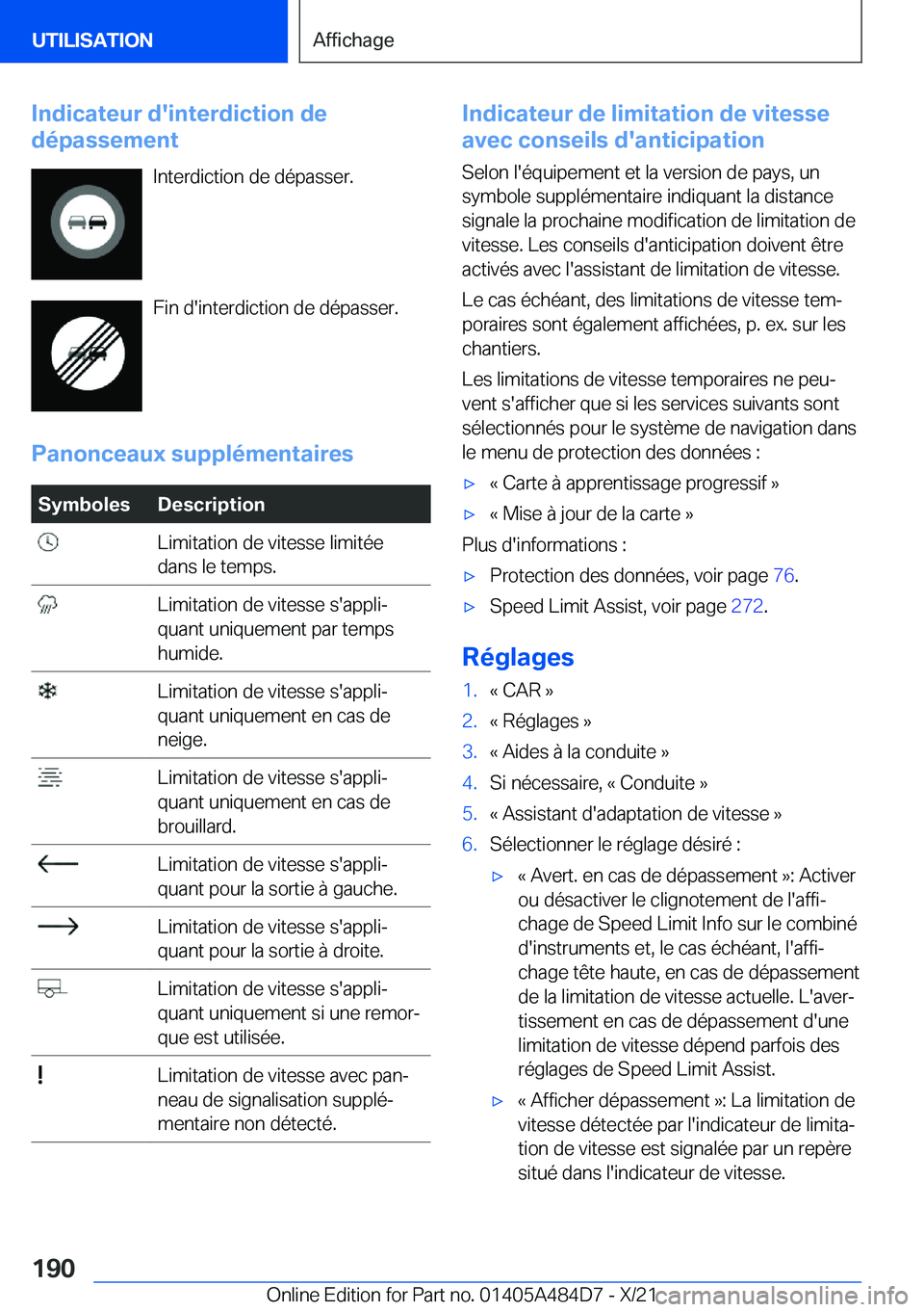 BMW 7 SERIES 2022  Notices Demploi (in French) �I�n�d�i�c�a�t�e�u�r��d�'�i�n�t�e�r�d�i�c�t�i�o�n��d�e
�d�é�p�a�s�s�e�m�e�n�t
�I�n�t�e�r�d�i�c�t�i�o�n��d�e��d�é�p�a�s�s�e�r�.
�F�i�n��d�'�i�n�t�e�r�d�i�c�t�i�o�n��d�e��d�é�p�a�s�s�e