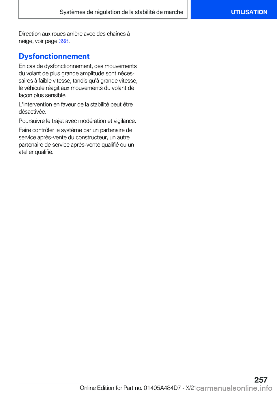 BMW 7 SERIES 2022  Notices Demploi (in French) �D�i�r�e�c�t�i�o�n��a�u�x��r�o�u�e�s��a�r�r�i�è�r�e��a�v�e�c��d�e�s��c�h�a�