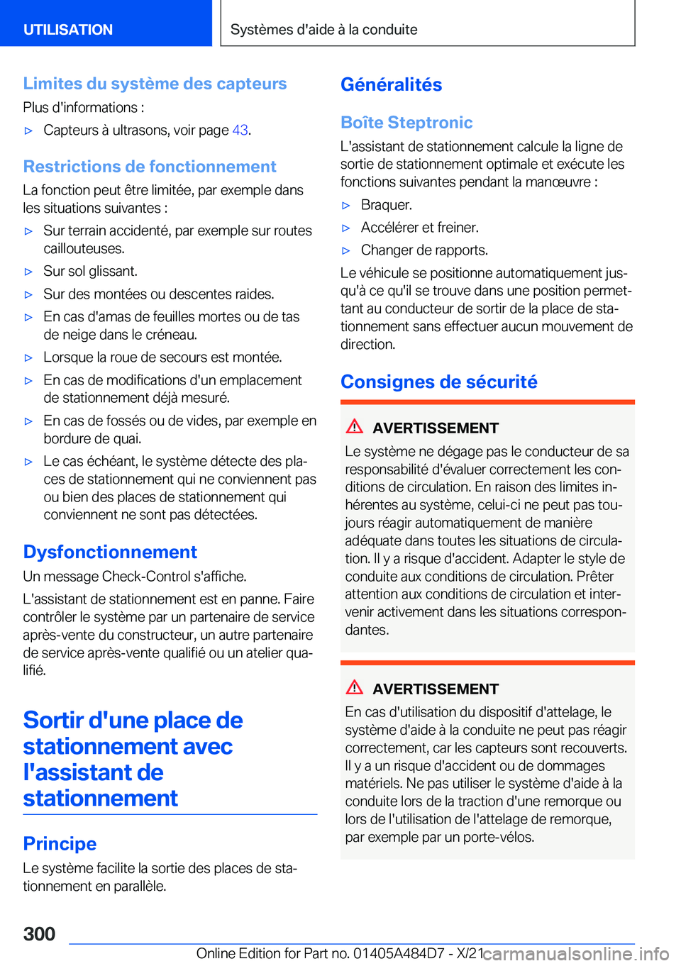 BMW 7 SERIES 2022  Notices Demploi (in French) �L�i�m�i�t�e�s��d�u��s�y�s�t�è�m�e��d�e�s��c�a�p�t�e�u�r�s�P�l�u�s��d�'�i�n�f�o�r�m�a�t�i�o�n�s��:'x�C�a�p�t�e�u�r�s��