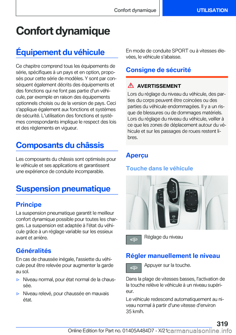 BMW 7 SERIES 2022  Notices Demploi (in French) �C�o�n�f�o�r�t��d�y�n�a�m�i�q�u�e�