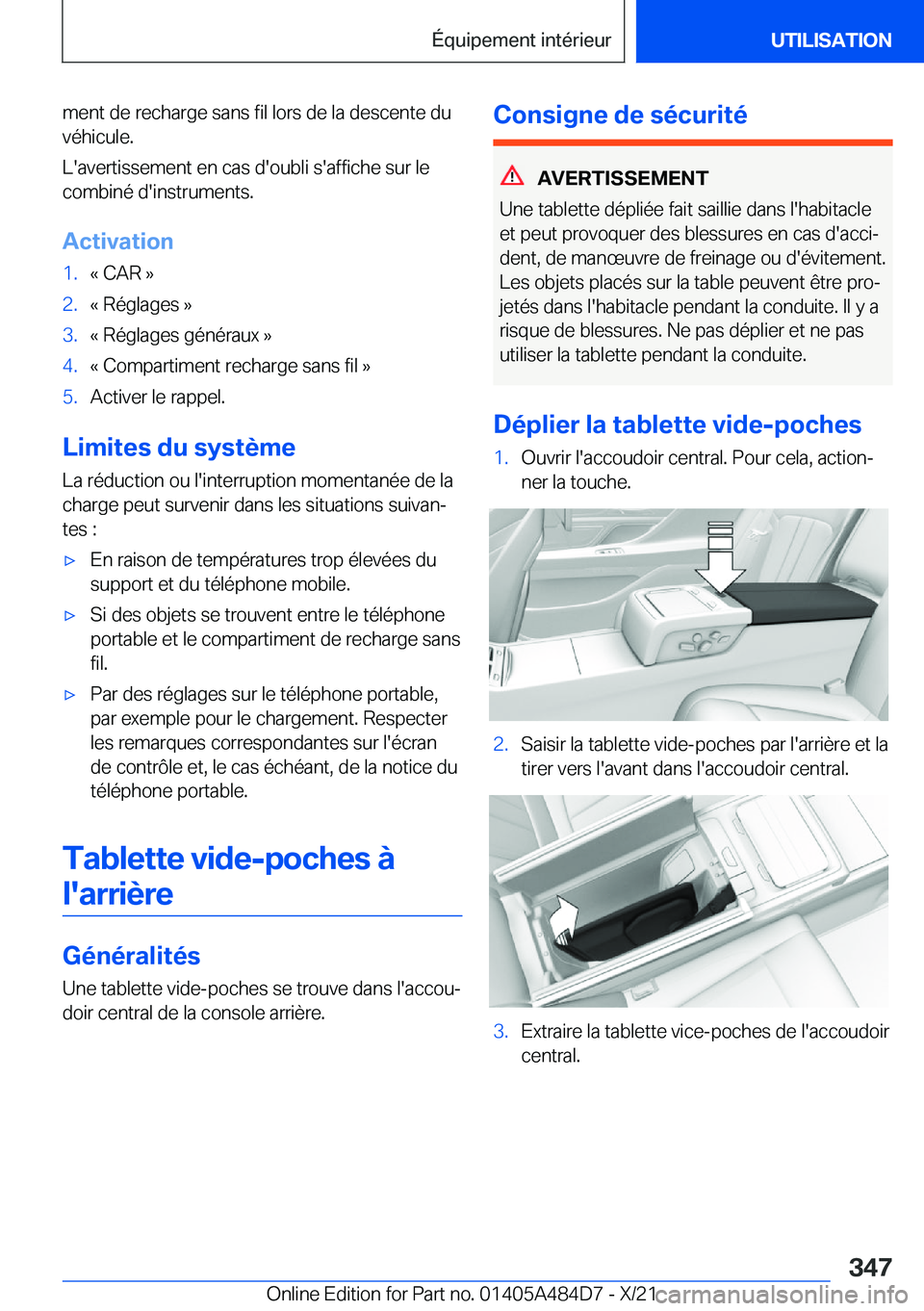 BMW 7 SERIES 2022  Notices Demploi (in French) �m�e�n�t��d�e��r�e�c�h�a�r�g�e��s�a�n�s��f�i�l��l�o�r�s��d�e��l�a��d�e�s�c�e�n�t�e��d�u
�v�é�h�i�c�u�l�e�.
�L�'�a�v�e�r�t�i�s�s�e�m�e�n�t��e�n��c�a�s��d�'�o�u�b�l�i��s�'�a�f�