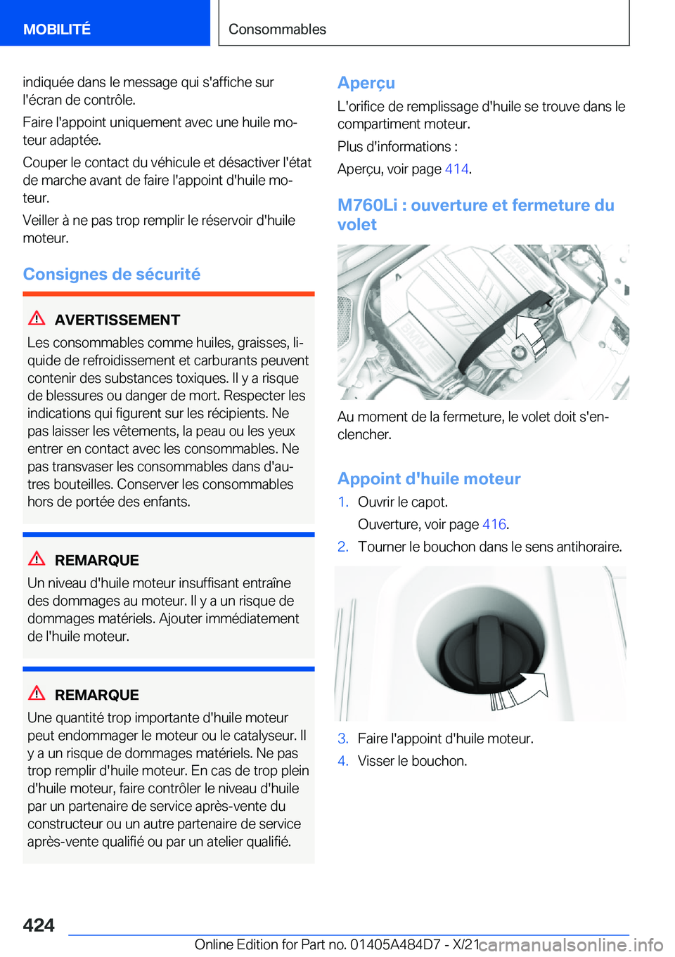 BMW 7 SERIES 2022  Notices Demploi (in French) �i�n�d�i�q�u�é�e��d�a�n�s��l�e��m�e�s�s�a�g�e��q�u�i��s�'�a�f�f�i�c�h�e��s�u�r
�l�'�é�c�r�a�n��d�e��c�o�n�t�r�