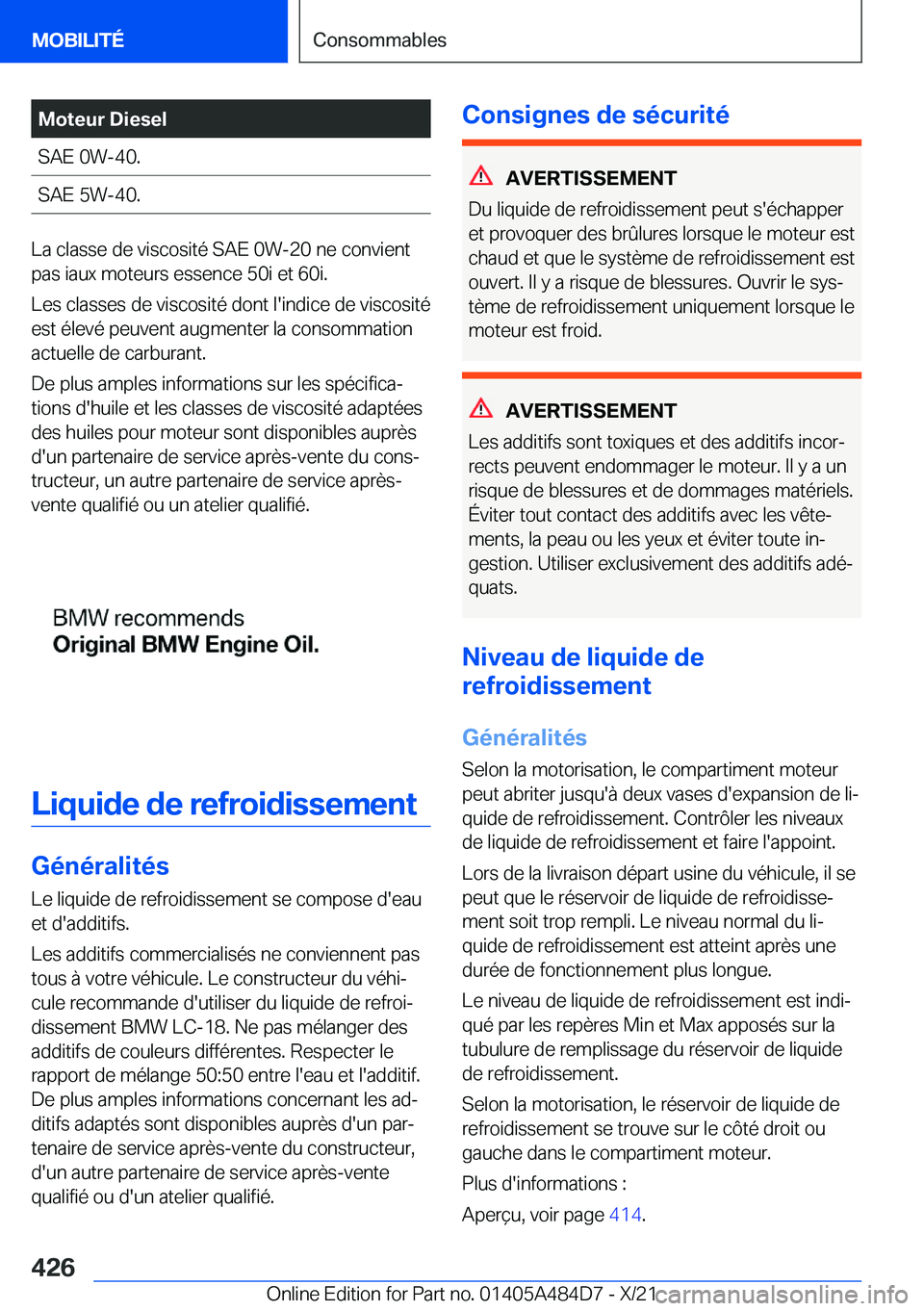BMW 7 SERIES 2022  Notices Demploi (in French) �M�o�t�e�u�r��D�i�e�s�e�l�S�A�E��0�W�-�4�0�.�S�A�E��5�W�-�4�0�.
�L�a��c�l�a�s�s�e��d�e��v�i�s�c�o�s�i�t�é��S�A�E��0�W�-�2�0��n�e��c�o�n�v�i�e�n�t�p�a�s��i�a�u�x��m�o�t�e�u�r�s��e�s�s�e�n