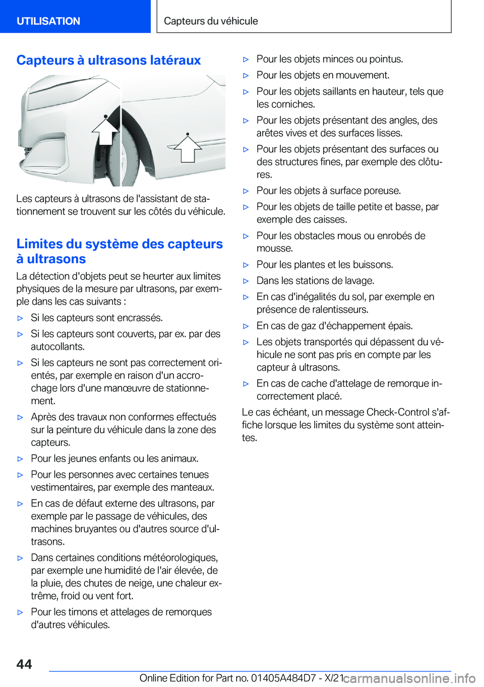 BMW 7 SERIES 2022  Notices Demploi (in French) �C�a�p�t�e�u�r�s��