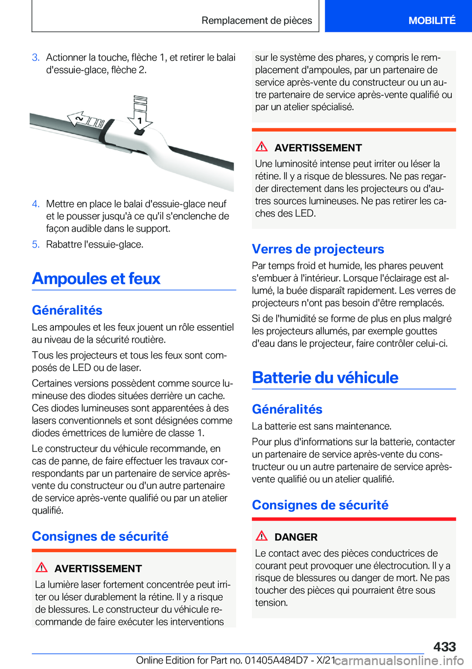 BMW 7 SERIES 2022  Notices Demploi (in French) �3�.�A�c�t�i�o�n�n�e�r��l�a��t�o�u�c�h�e�,��f�l�è�c�h�e��1�,��e�t��r�e�t�i�r�e�r��l�e��b�a�l�a�i
�d�'�e�s�s�u�i�e�-�g�l�a�c�e�,��f�l�è�c�h�e��2�.�4�.�M�e�t�t�r�e��e�n��p�l�a�c�e��l�