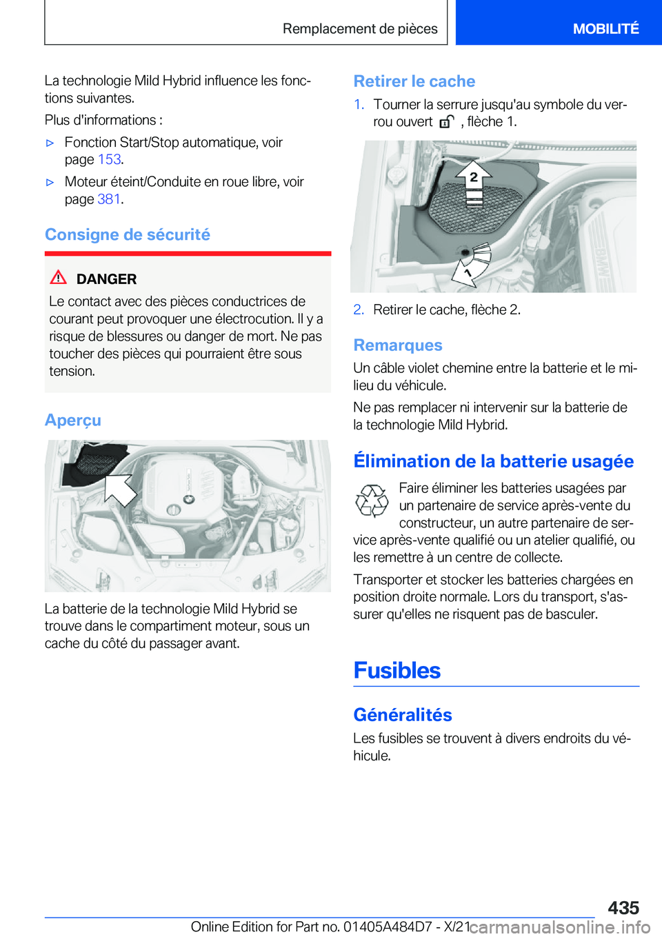 BMW 7 SERIES 2022  Notices Demploi (in French) �L�a��t�e�c�h�n�o�l�o�g�i�e��M�i�l�d��H�y�b�r�i�d��i�n�f�l�u�e�n�c�e��l�e�s��f�o�n�cj
�t�i�o�n�s��s�u�i�v�a�n�t�e�s�.
�P�l�u�s��d�'�i�n�f�o�r�m�a�t�i�o�n�s��:'x�F�o�n�c�t�i�o�n��S�t
