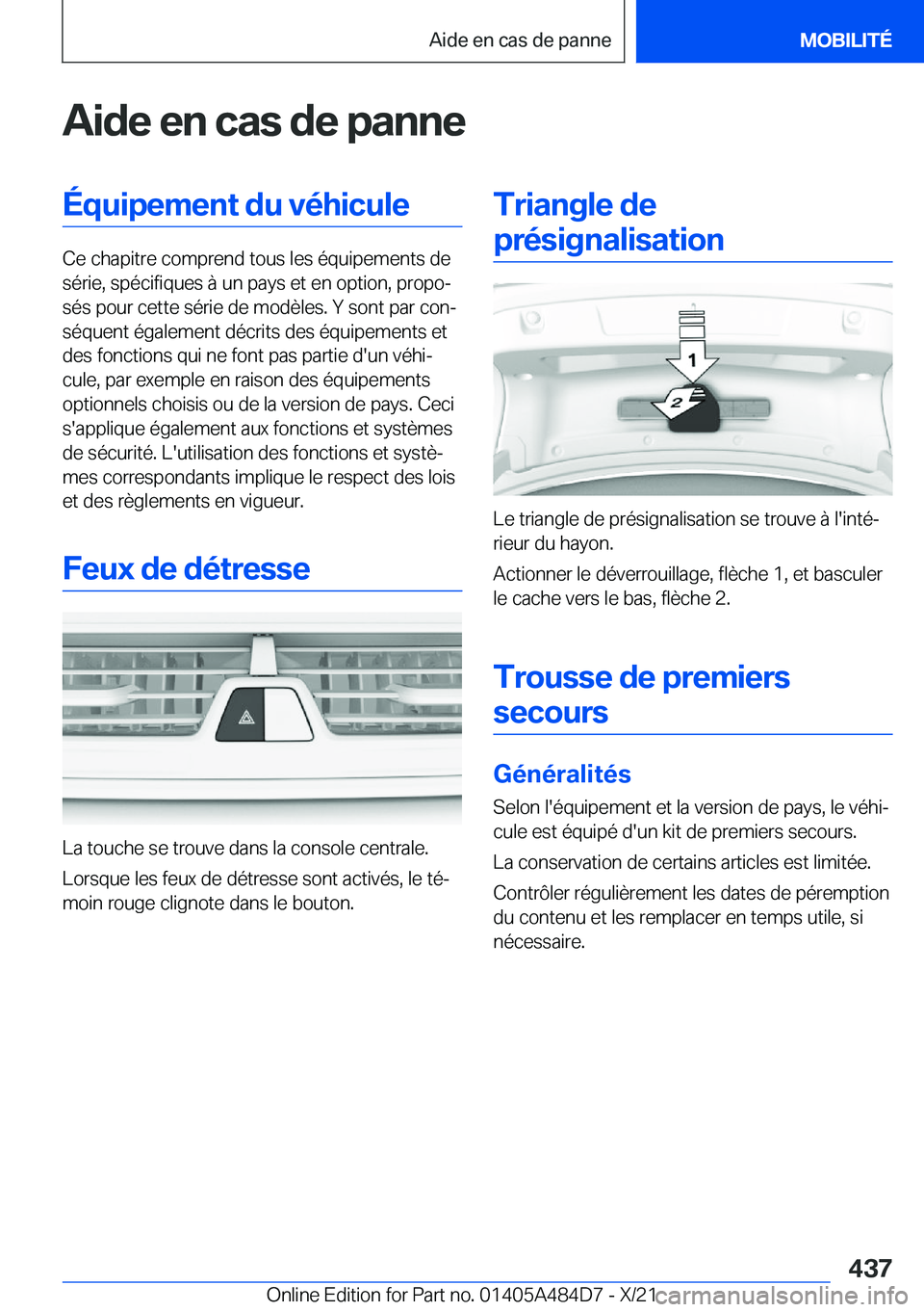 BMW 7 SERIES 2022  Notices Demploi (in French) �A�i�d�e��e�n��c�a�s��d�e��p�a�n�n�e�