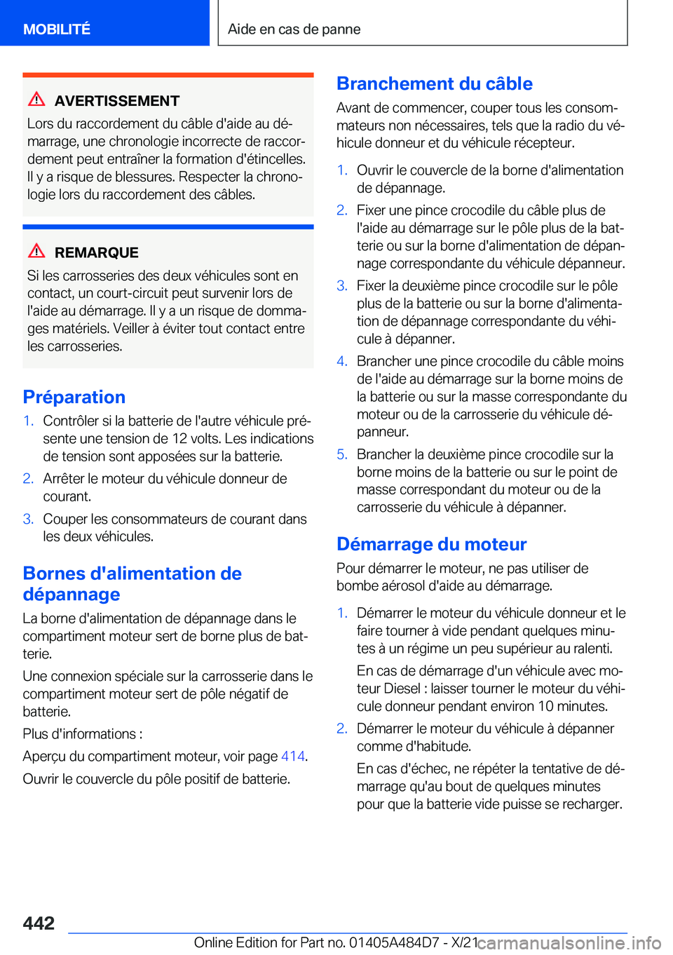 BMW 7 SERIES 2022  Notices Demploi (in French) �A�V�E�R�T�I�S�S�E�M�E�N�T
�L�o�r�s��d�u��r�a�c�c�o�r�d�e�m�e�n�t��d�u��c�