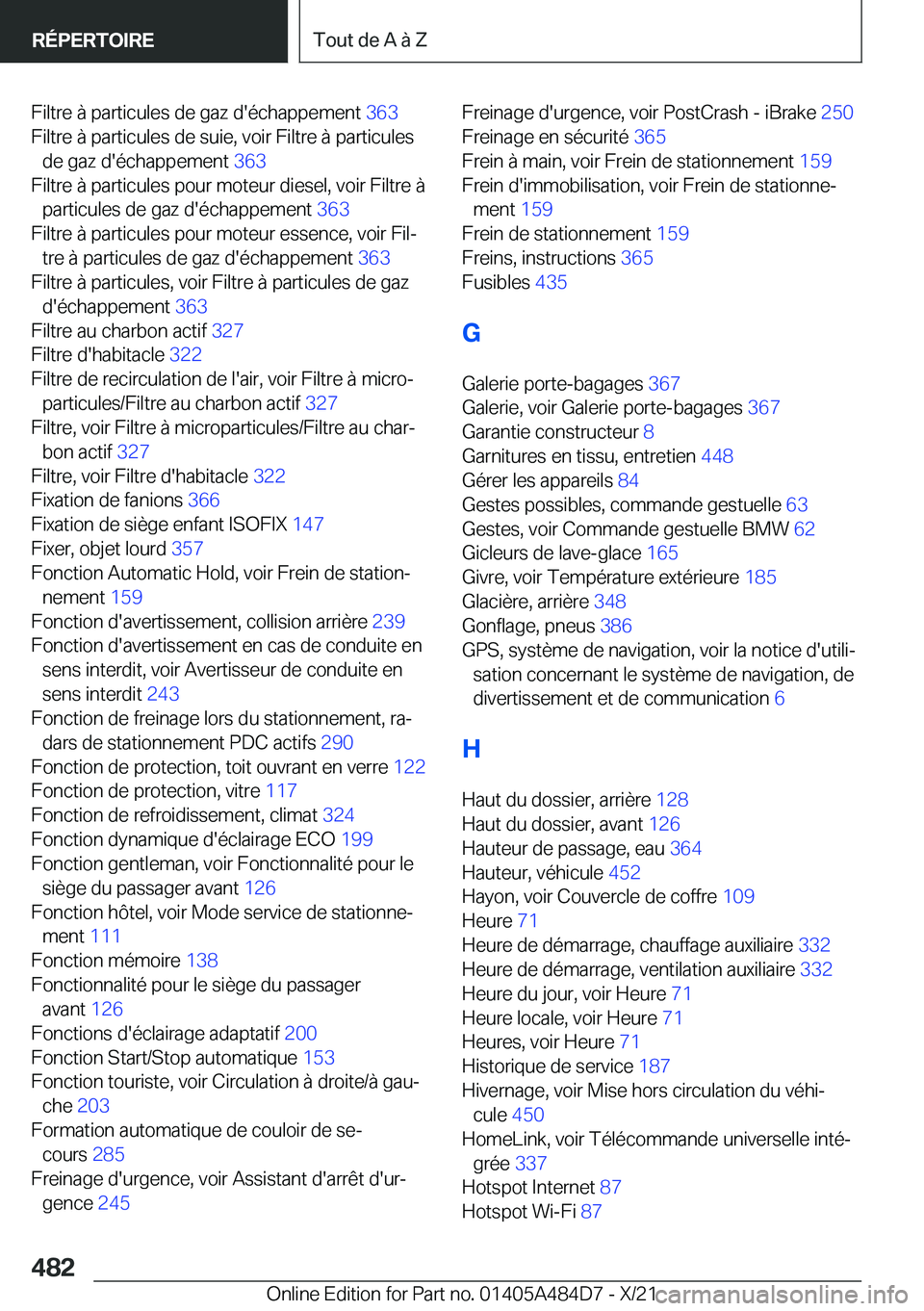 BMW 7 SERIES 2022  Notices Demploi (in French) �F�i�l�t�r�e��