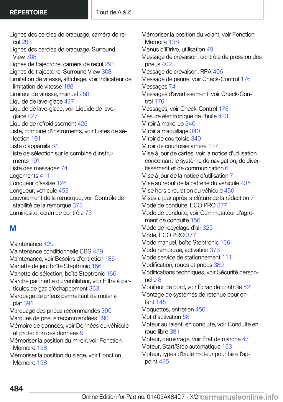 BMW 7 SERIES 2022  Notices Demploi (in French) �L�i�g�n�e�s��d�e�s��c�e�r�c�l�e�s��d�e��b�r�a�q�u�a�g�e�,��c�a�m�é�r�a��d�e��r�ej�c�u�l� �2�9�3 �
�L�i�g�n�e�s��d�e�s��c�e�r�c�l�e�s��d�e��b�r�a�q�u�a�g�e�,��S�u�r�r�o�u�n�d �V�i�e�w�