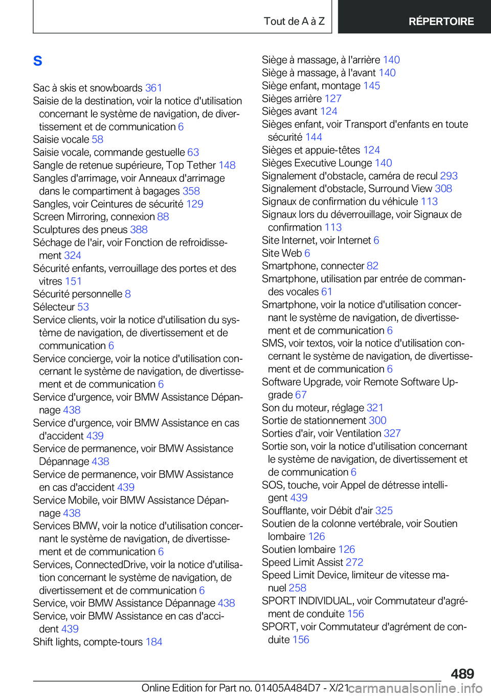 BMW 7 SERIES 2022  Notices Demploi (in French) �S�S�a�c��