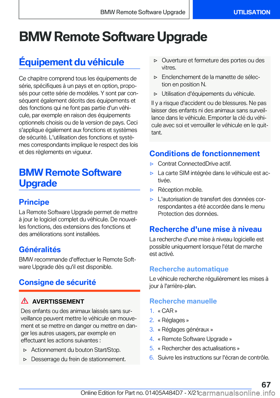 BMW 7 SERIES 2022  Notices Demploi (in French) �B�M�W��R�e�m�o�t�e��S�o�f�t�w�a�r�e��U�p�g�r�a�d�e�
