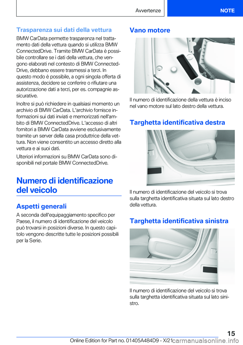 BMW 7 SERIES 2022  Libretti Di Uso E manutenzione (in Italian) �T�r�a�s�p�a�r�e�n�z�a��s�u�i��d�a�t�i��d�e�l�l�a��v�e�t�t�u�r�a�B�M�W��C�a�r�D�a�t�a��p�e�r�m�e�t�t�e��t�r�a�s�p�a�r�e�n�z�a��n�e�l��t�r�a�t�t�aª�m�e�n�t�o��d�a�t�i��d�e�l�l�a��v�e�t�t�
