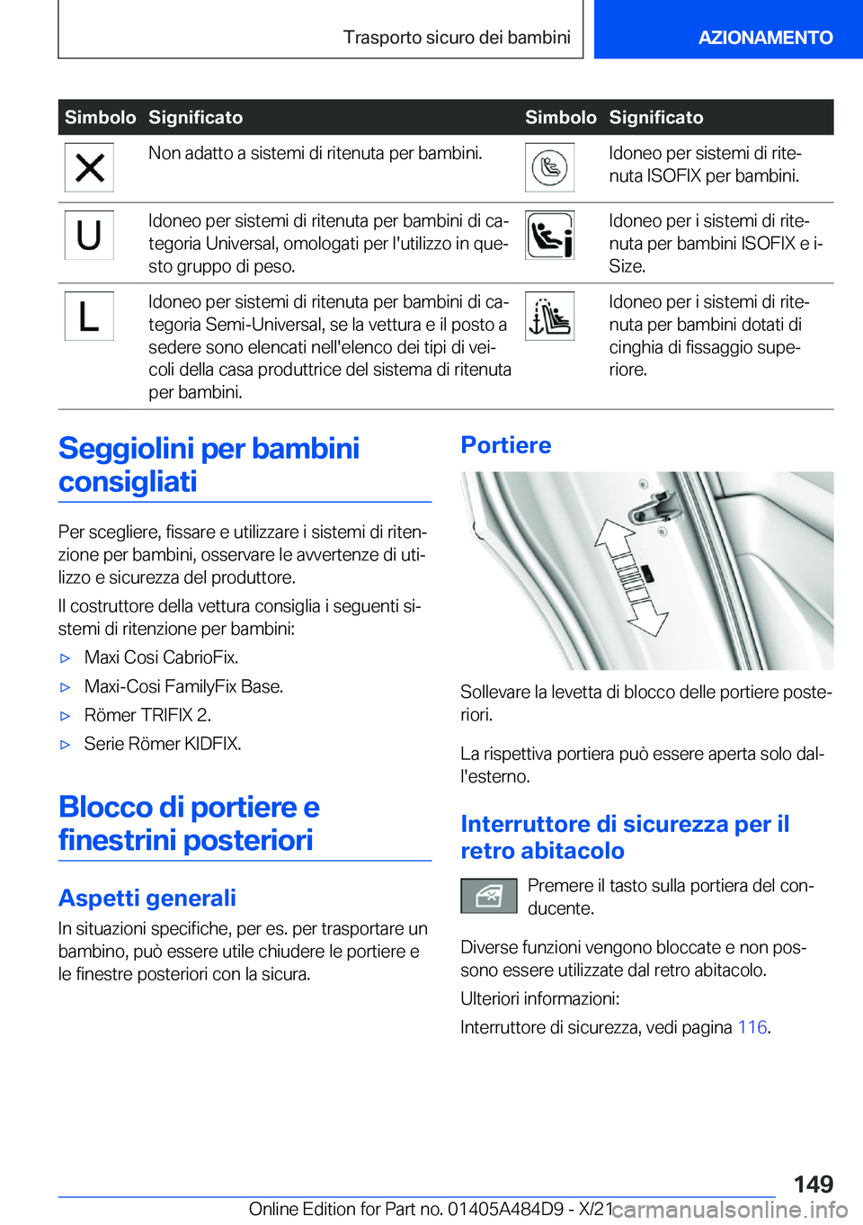 BMW 7 SERIES 2022  Libretti Di Uso E manutenzione (in Italian) �S�i�m�b�o�l�o�S�i�g�n�i�f�i�c�a�t�o�S�i�m�b�o�l�o�S�i�g�n�i�f�i�c�a�t�o�N�o�n��a�d�a�t�t�o��a��s�i�s�t�e�m�i��d�i��r�i�t�e�n�u�t�a��p�e�r��b�a�m�b�i�n�i�.�I�d�o�n�e�o��p�e�r��s�i�s�t�e�m�i�