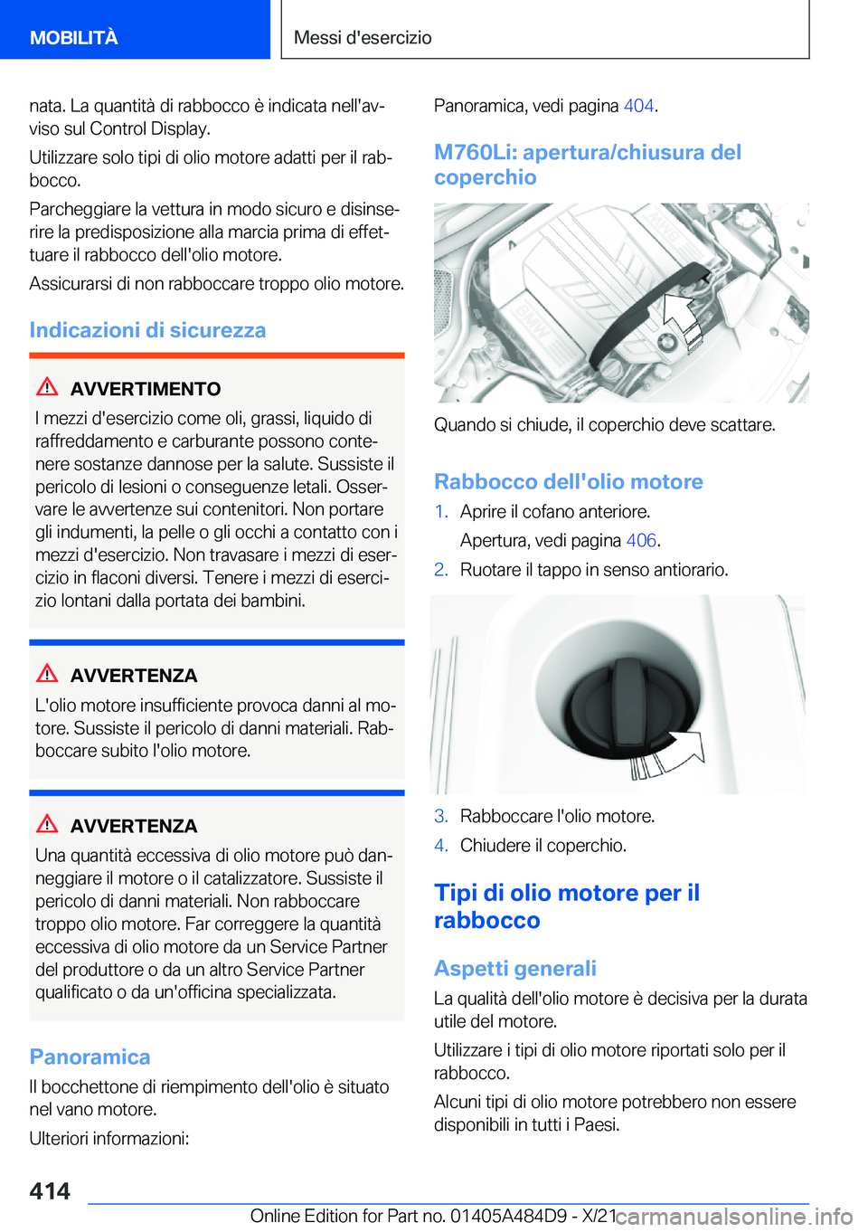 BMW 7 SERIES 2022  Libretti Di Uso E manutenzione (in Italian) �n�a�t�a�.��L�a��q�u�a�n�t�i�t�