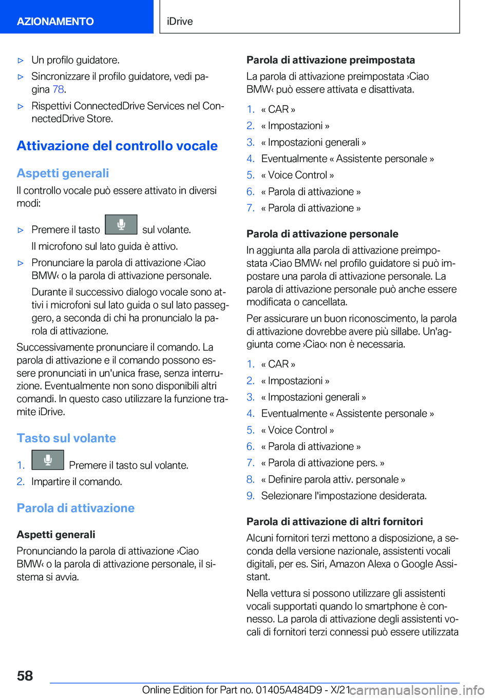 BMW 7 SERIES 2022  Libretti Di Uso E manutenzione (in Italian) 'x�U�n��p�r�o�f�i�l�o��g�u�i�d�a�t�o�r�e�.'x�S�i�n�c�r�o�n�i�z�z�a�r�e��i�l��p�r�o�f�i�l�o��g�u�i�d�a�t�o�r�e�,��v�e�d�i��p�aª
�g�i�n�a� �7�8�.'x�R�i�s�p�e�t�t�i�v�i��C�o�n�n�e�