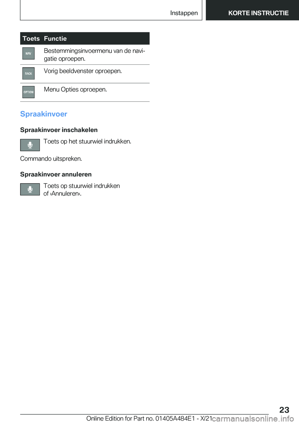 BMW 7 SERIES 2022  Instructieboekjes (in Dutch) �T�o�e�t�s�F�u�n�c�t�i�e�B�e�s�t�e�m�m�i�n�g�s�i�n�v�o�e�r�m�e�n�u��v�a�n��d�e��n�a�v�ij�g�a�t�i�e��o�p�r�o�e�p�e�n�.�V�o�r�i�g��b�e�e�l�d�v�e�n�s�t�e�r��o�p�r�o�e�p�e�n�.�M�e�n�u��O�p�t�i�e�s