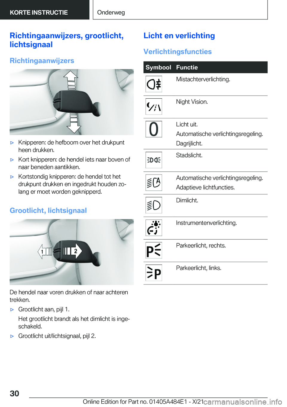 BMW 7 SERIES 2022  Instructieboekjes (in Dutch) �R�i�c�h�t�i�n�g�a�a�n�w�i�j�z�e�r�s�,��g�r�o�o�t�l�i�c�h�t�,
�l�i�c�h�t�s�i�g�n�a�a�l
�R�i�c�h�t�i�n�g�a�a�n�w�i�j�z�e�r�s'x�K�n�i�p�p�e�r�e�n�:��d�e��h�e�f�b�o�o�m��o�v�e�r��h�e�t��d�r�u�k