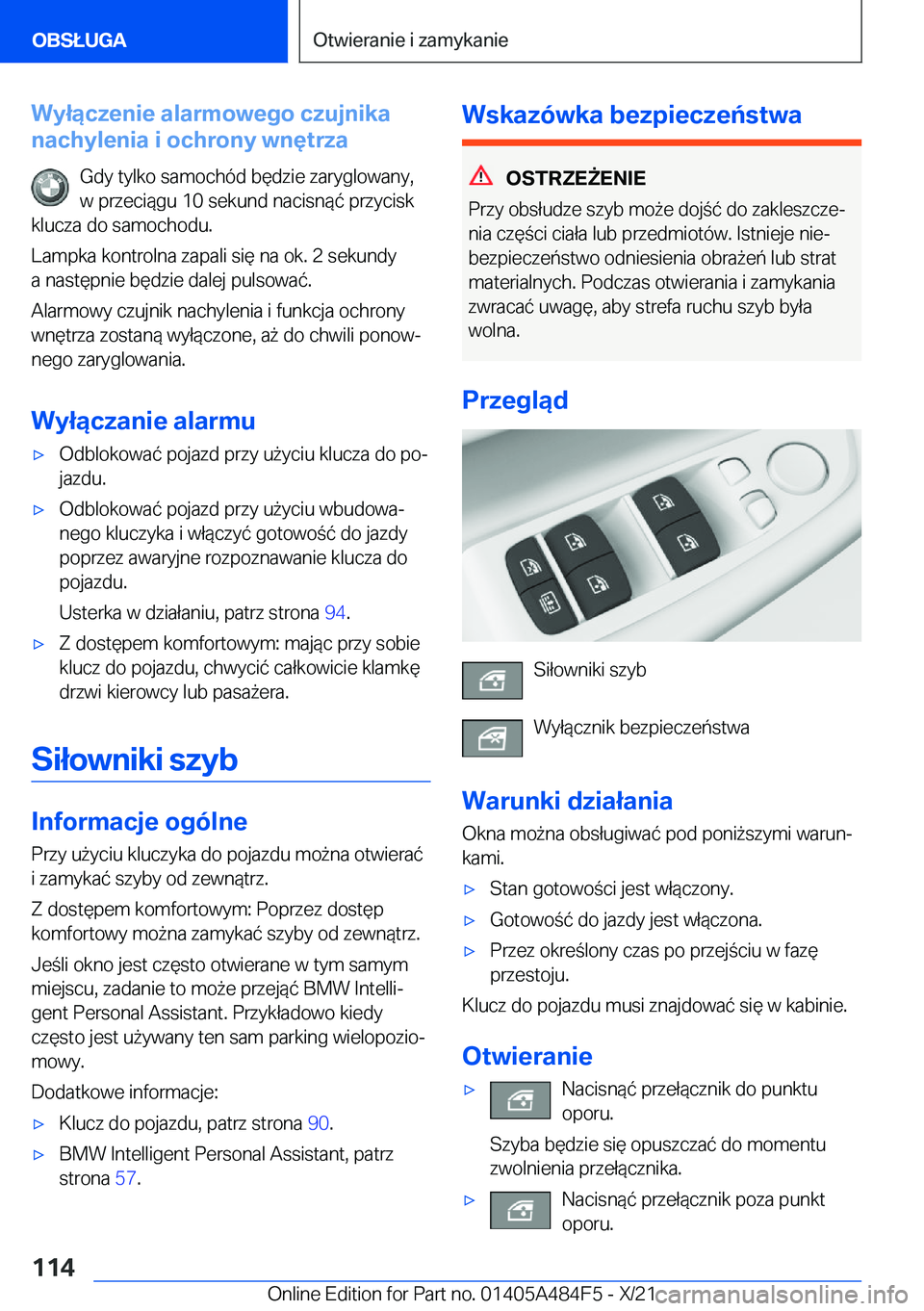 BMW 7 SERIES 2022  Instrukcja obsługi (in Polish) �W�y�ł�ą�c�z�e�n�i�e��a�l�a�r�m�o�w�e�g�o��c�z�u�j�n�i�k�a
�n�a�c�h�y�l�e�n�i�a��i��o�c�h�r�o�n�y��w�n�