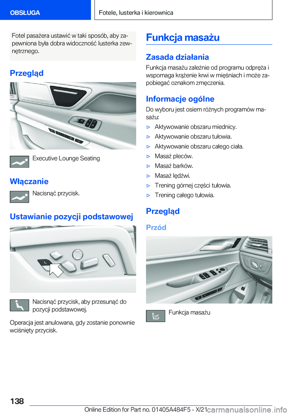 BMW 7 SERIES 2022  Instrukcja obsługi (in Polish) �F�o�t�e�l��p�a�s�a9�e�r�a��u�s�t�a�w�i�
