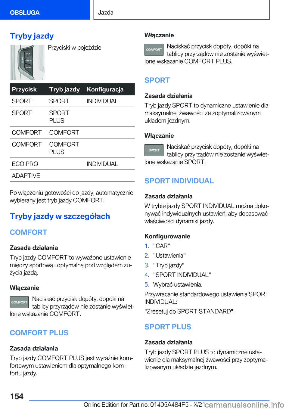 BMW 7 SERIES 2022  Instrukcja obsługi (in Polish) �T�r�y�b�y��j�a�z�d�y�P�r�z�y�c�i�s�k�i��w��p�o�j�e7�d�z�i�e�P�r�z�y�c�i�s�k�T�r�y�b��j�a�z�d�y�K�o�n�f�i�g�u�r�a�c�j�a�S�P�O�R�T�S�P�O�R�T�I�N�D�I�V�I�D�U�A�L�S�P�O�R�T�S�P�O�R�T
�P�L�U�S�C�O�M�
