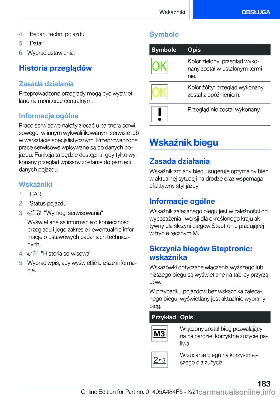 BMW 7 SERIES 2022  Instrukcja obsługi (in Polish) �4�.��B�a�d�a�n�.��t�e�c�h�n�.��p�o�j�a�z�d�u��5�.��D�a�t�a�:��6�.�W�y�b�r�a�
