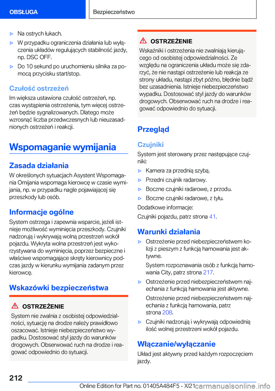BMW 7 SERIES 2022  Instrukcja obsługi (in Polish) 'x�N�a��o�s�t�r�y�c�h��ł�u�k�a�c�h�.'x�W��p�r�z�y�p�a�d�k�u��o�g�r�a�n�i�c�z�e�n�i�a��d�z�i�a�ł�a�n�i�a��l�u�b��w�y�ł�