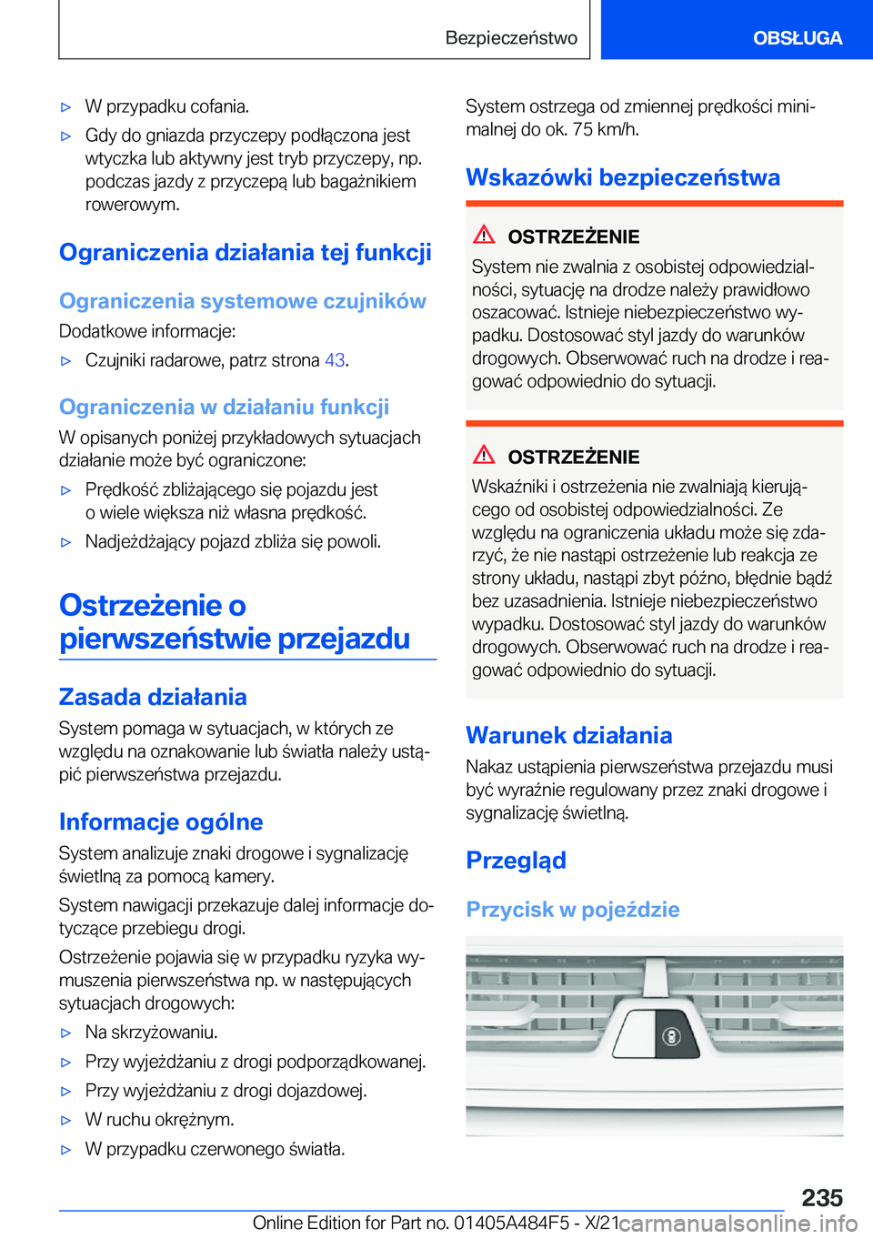 BMW 7 SERIES 2022  Instrukcja obsługi (in Polish) 'x�W��p�r�z�y�p�a�d�k�u��c�o�f�a�n�i�a�.'x�G�d�y��d�o��g�n�i�a�z�d�a��p�r�z�y�c�z�e�p�y��p�o�d�ł�
