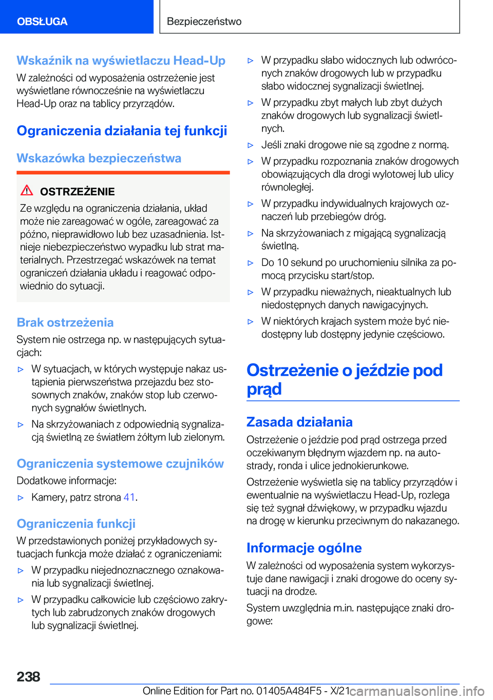 BMW 7 SERIES 2022  Instrukcja obsługi (in Polish) �W�s�k�a7�n�i�k��n�a��w�y�w�i�e�t�l�a�c�z�u��H�e�a�d�-�U�p�W��z�a�l�e9�n�o�c�i��o�d��w�y�p�o�s�a9�e�n�i�a��o�s�t�r�z�e9�e�n�i�e��j�e�s�t
�w�y�w�i�e�t�l�a�n�e��r�