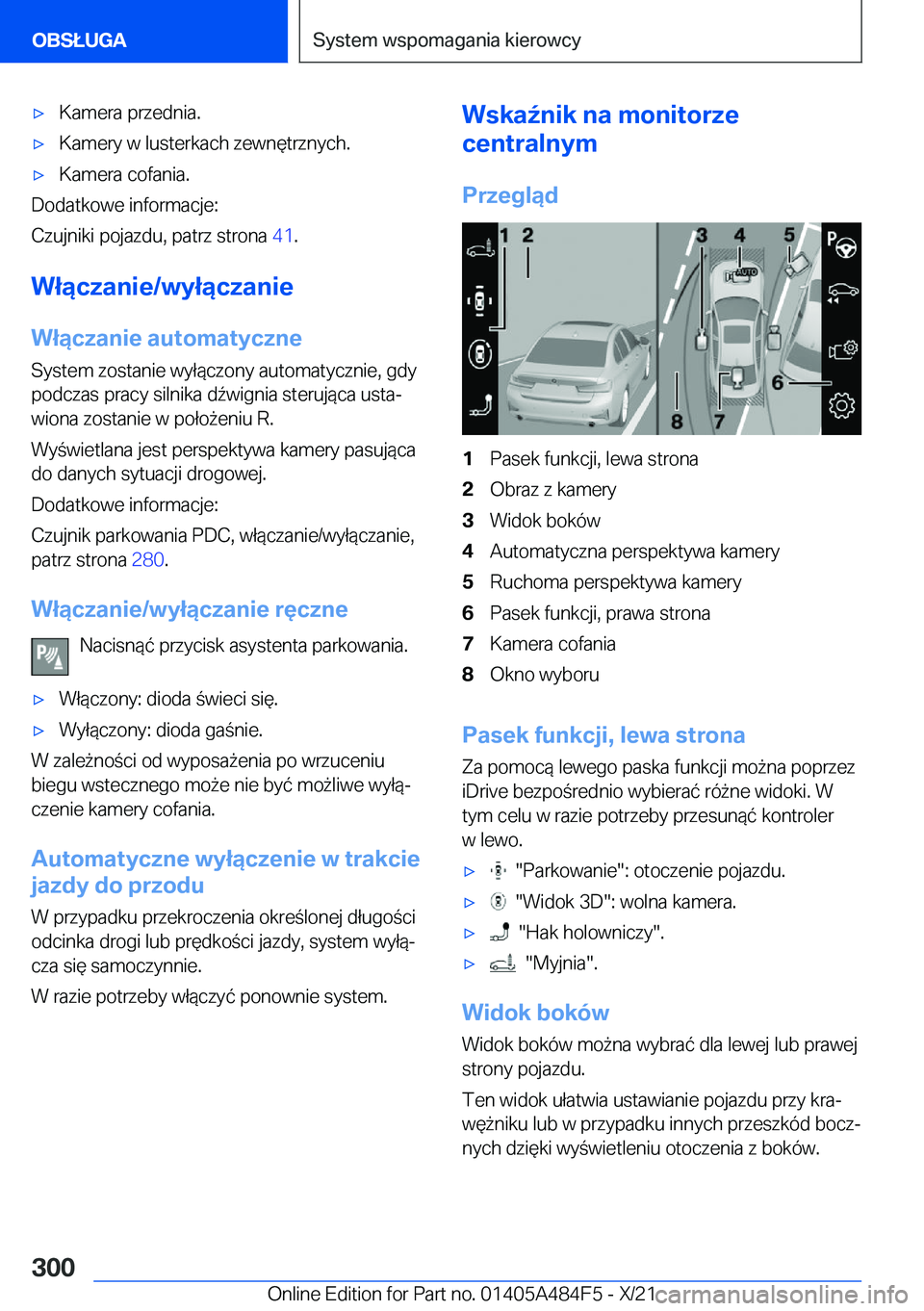 BMW 7 SERIES 2022  Instrukcja obsługi (in Polish) 'x�K�a�m�e�r�a��p�r�z�e�d�n�i�a�.'x�K�a�m�e�r�y��w��l�u�s�t�e�r�k�a�c�h��z�e�w�n�