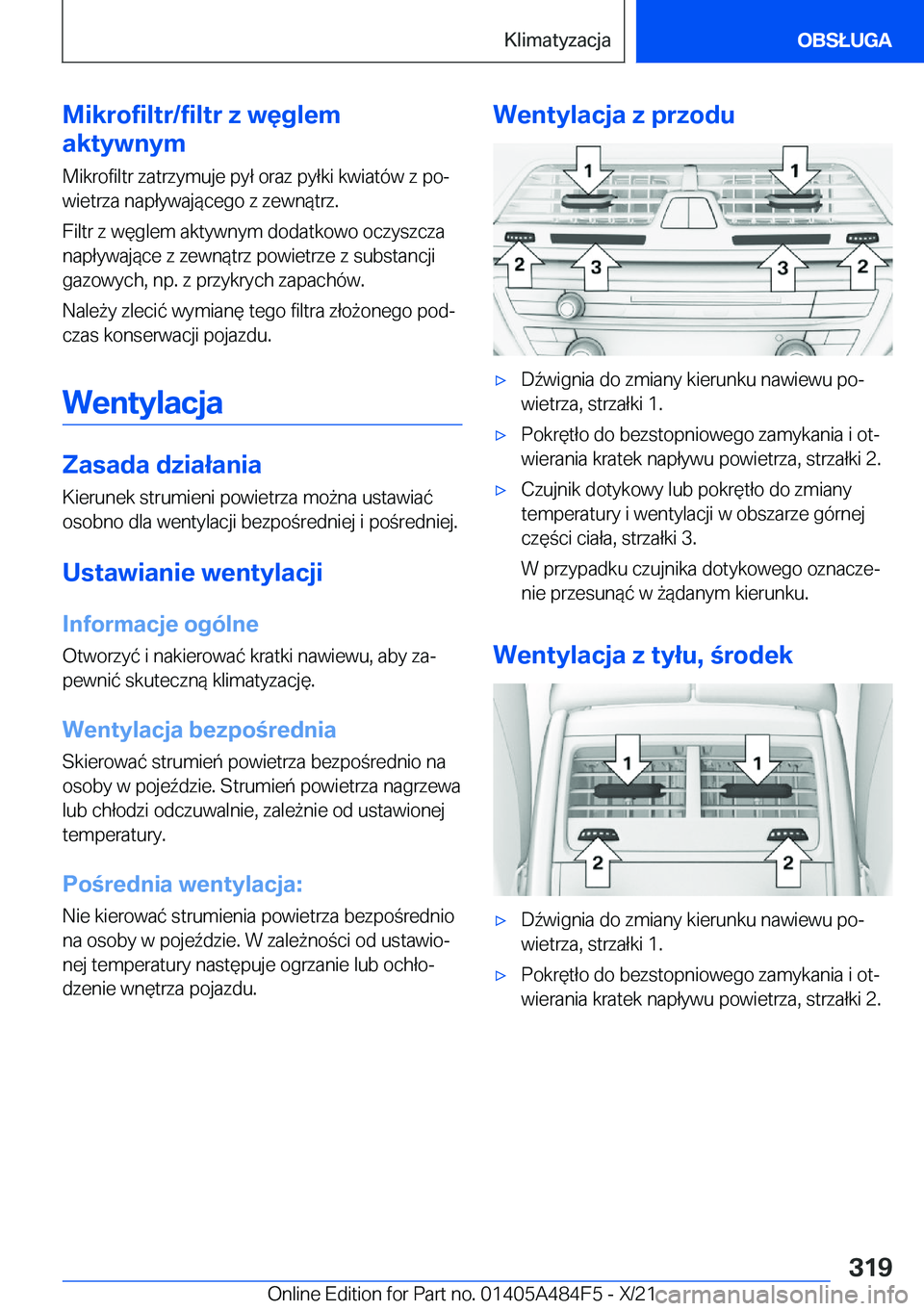 BMW 7 SERIES 2022  Instrukcja obsługi (in Polish) �M�i�k�r�o�f�i�l�t�r�/�f�i�l�t�r��z��w�