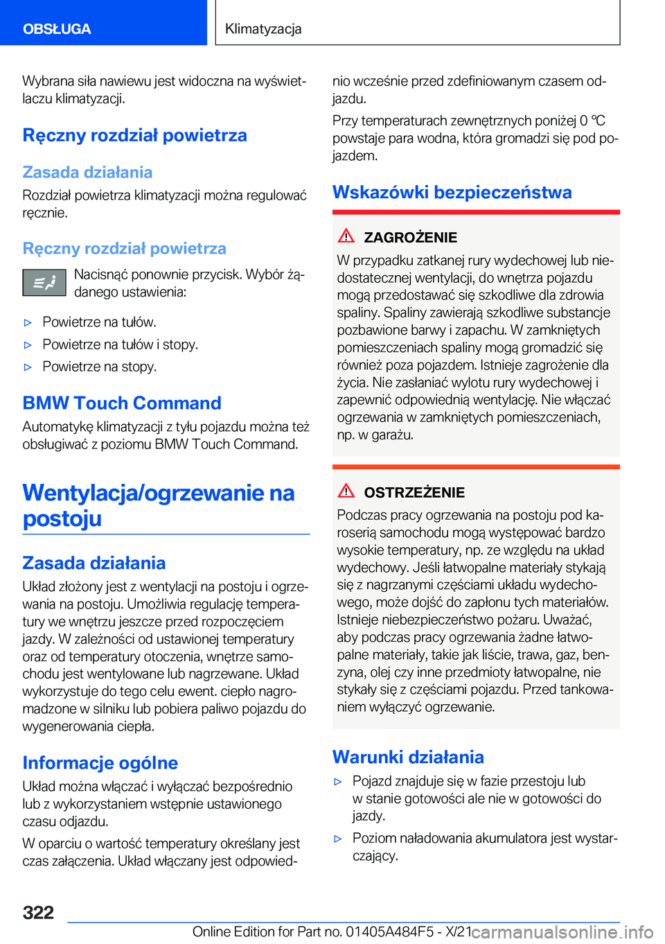 BMW 7 SERIES 2022  Instrukcja obsługi (in Polish) �W�y�b�r�a�n�a��s�i�ł�a��n�a�w�i�e�w�u��j�e�s�t��w�i�d�o�c�z�n�a��n�a��w�y�w�i�e�tj�l�a�c�z�u��k�l�i�m�a�t�y�z�a�c�j�i�.
�R�