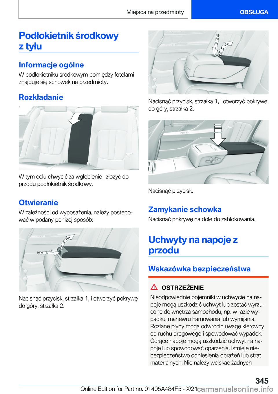 BMW 7 SERIES 2022  Instrukcja obsługi (in Polish) �P�o�d�ł�o�k�i�e�t�n�i�k��r�o�d�k�o�w�y�z��t�y�ł�u
�I�n�f�o�r�m�a�c�j�e��o�g�