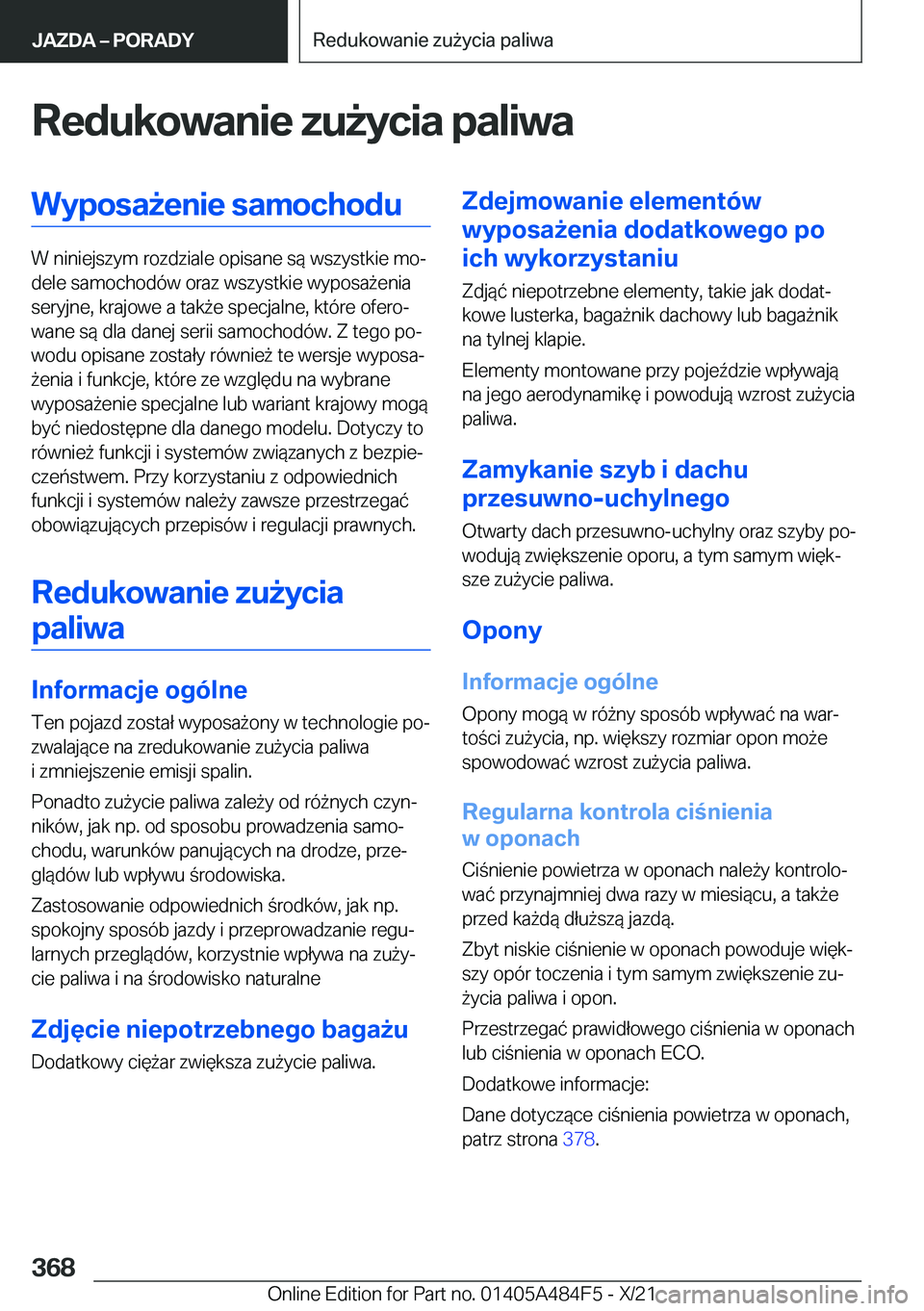 BMW 7 SERIES 2022  Instrukcja obsługi (in Polish) �R�e�d�u�k�o�w�a�n�i�e��z�u9�y�c�i�a��p�a�l�i�w�a�W�y�p�o�s�a9�e�n�i�e��s�a�m�o�c�h�o�d�u
�W��n�i�n�i�e�j�s�z�y�m��r�o�z�d�z�i�a�l�e��o�p�i�s�a�n�e��s�