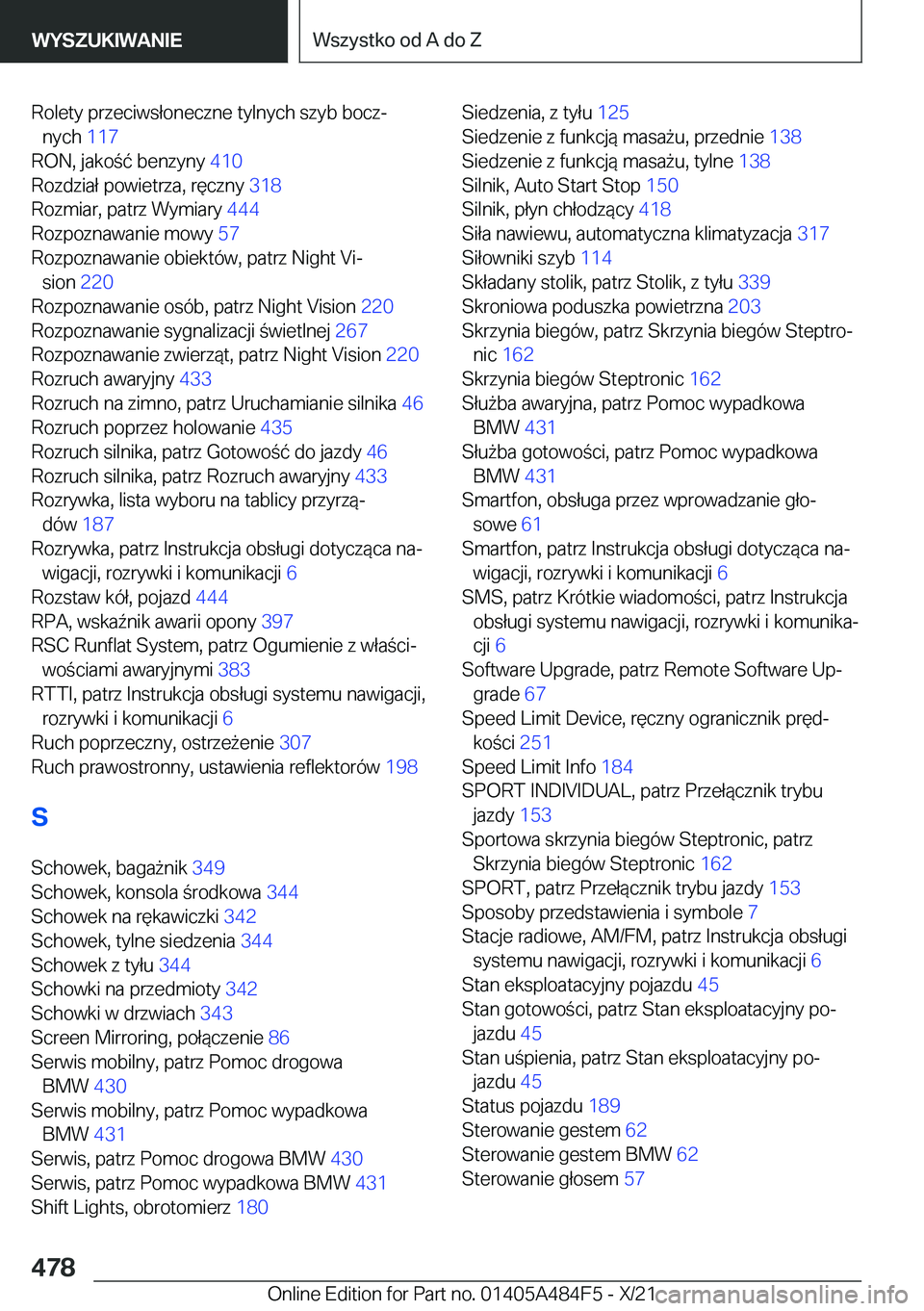 BMW 7 SERIES 2022  Instrukcja obsługi (in Polish) �R�o�l�e�t�y��p�r�z�e�c�i�w�s�ł�o�n�e�c�z�n�e��t�y�l�n�y�c�h��s�z�y�b��b�o�c�zj�n�y�c�h� �1�1�7�
�R�O�N�,��j�a�k�o�