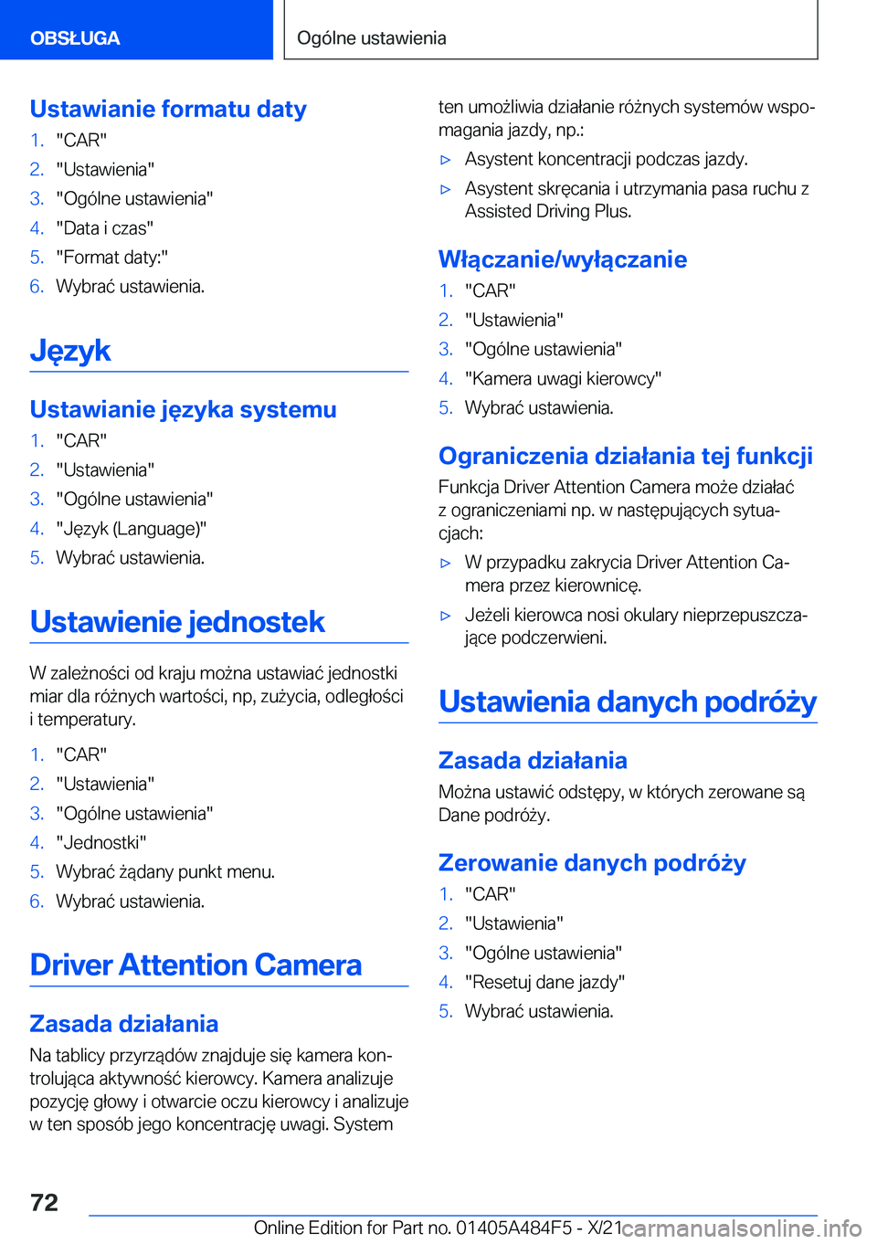BMW 7 SERIES 2022  Instrukcja obsługi (in Polish) �U�s�t�a�w�i�a�n�i�e��f�o�r�m�a�t�u��d�a�t�y�1�.��C�A�R��2�.��U�s�t�a�w�i�e�n�i�a��3�.��O�g�