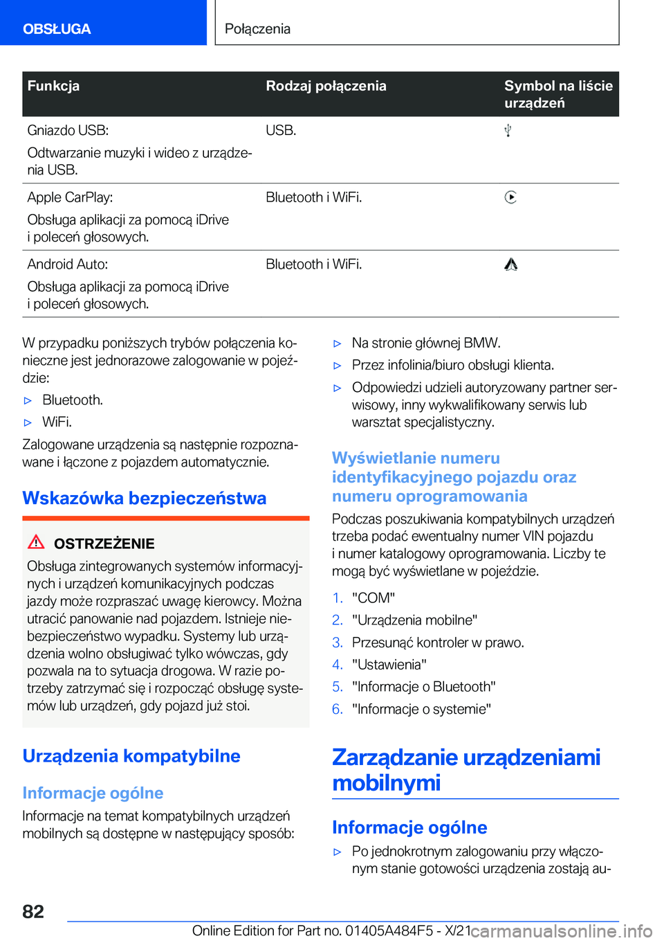 BMW 7 SERIES 2022  Instrukcja obsługi (in Polish) �F�u�n�k�c�j�a�R�o�d�z�a�j��p�o�ł�ą�c�z�e�n�i�a�S�y�m�b�o�l��n�a��l�i�c�i�e
�u�r�z�ą�d�z�e�