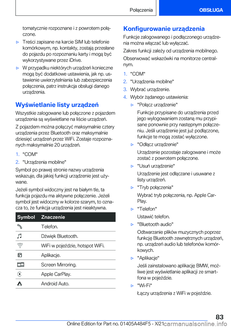 BMW 7 SERIES 2022  Instrukcja obsługi (in Polish) �t�o�m�a�t�y�c�z�n�i�e��r�o�z�p�o�z�n�a�n�e��i��z��p�o�w�r�o�t�e�m��p�o�ł�