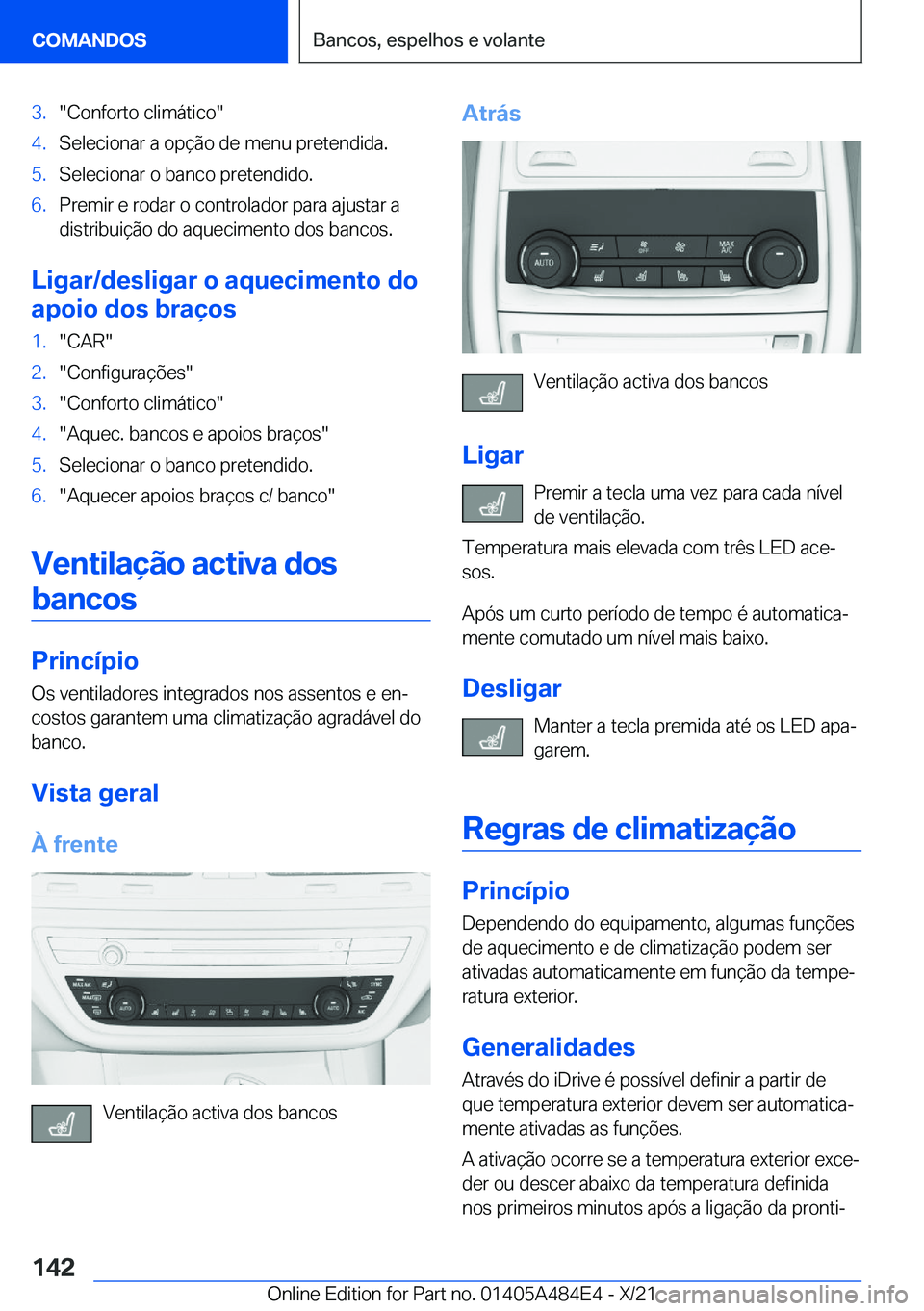 BMW 7 SERIES 2022  Manual do condutor (in Portuguese) �3�.��C�o�n�f�o�r�t�o��c�l�i�m�á�t�i�c�o��4�.�S�e�l�e�c�i�o�n�a�r��a��o�p�