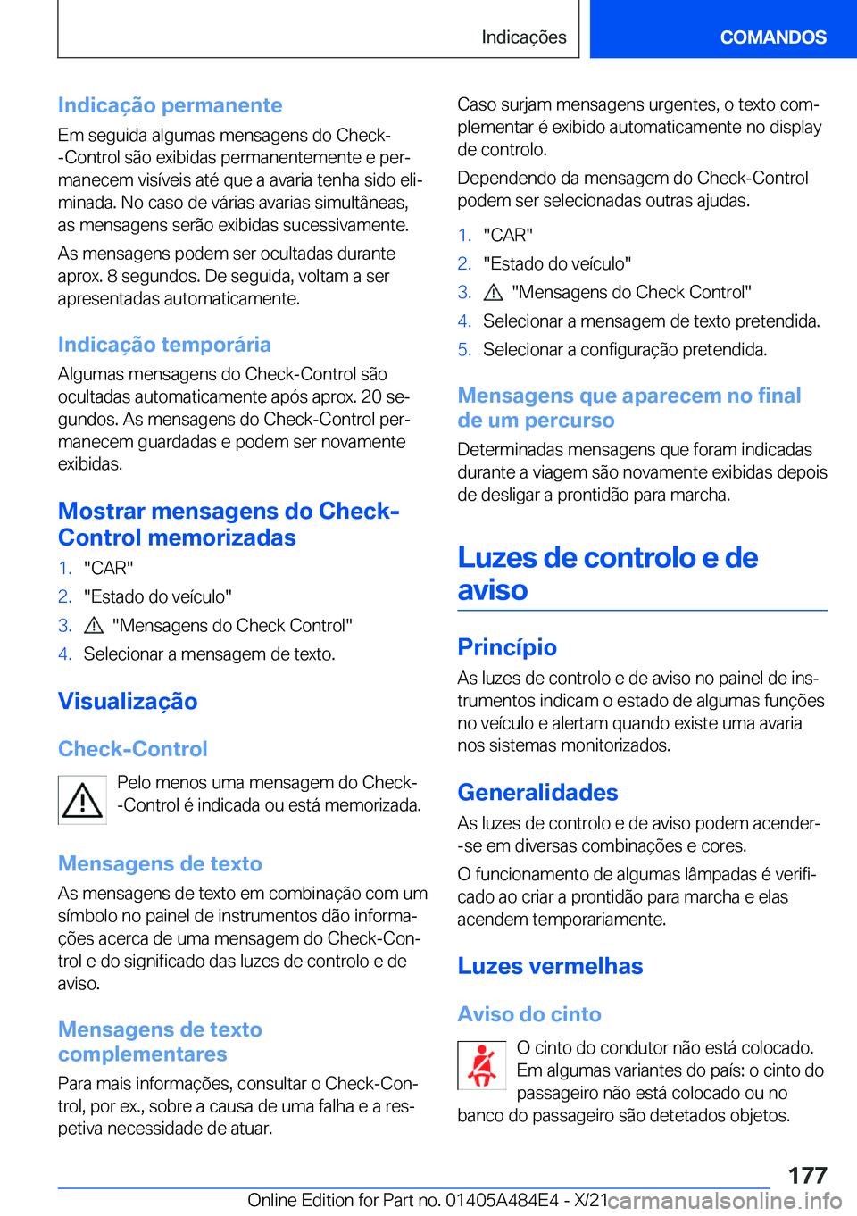 BMW 7 SERIES 2022  Manual do condutor (in Portuguese) �I�n�d�i�c�a�